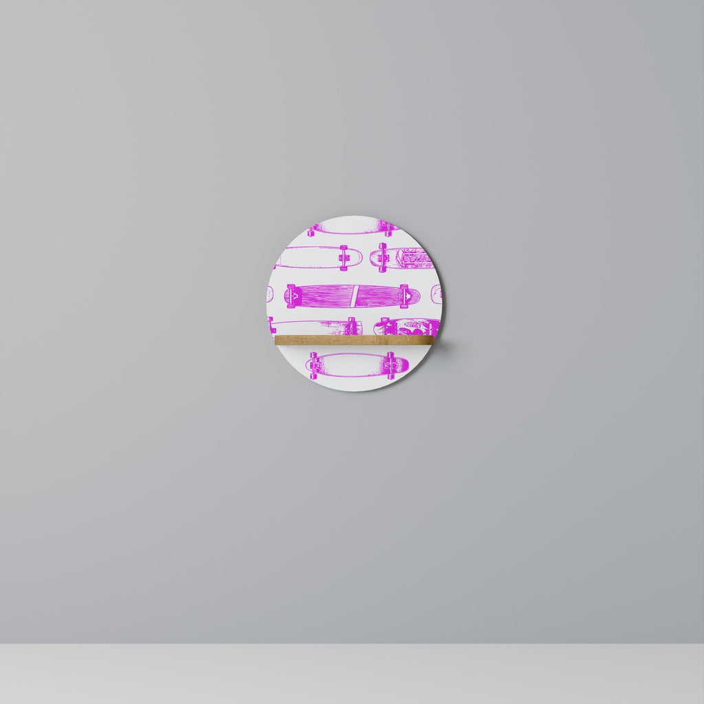 Estantería redonda con diseño de monopatín y efecto roble