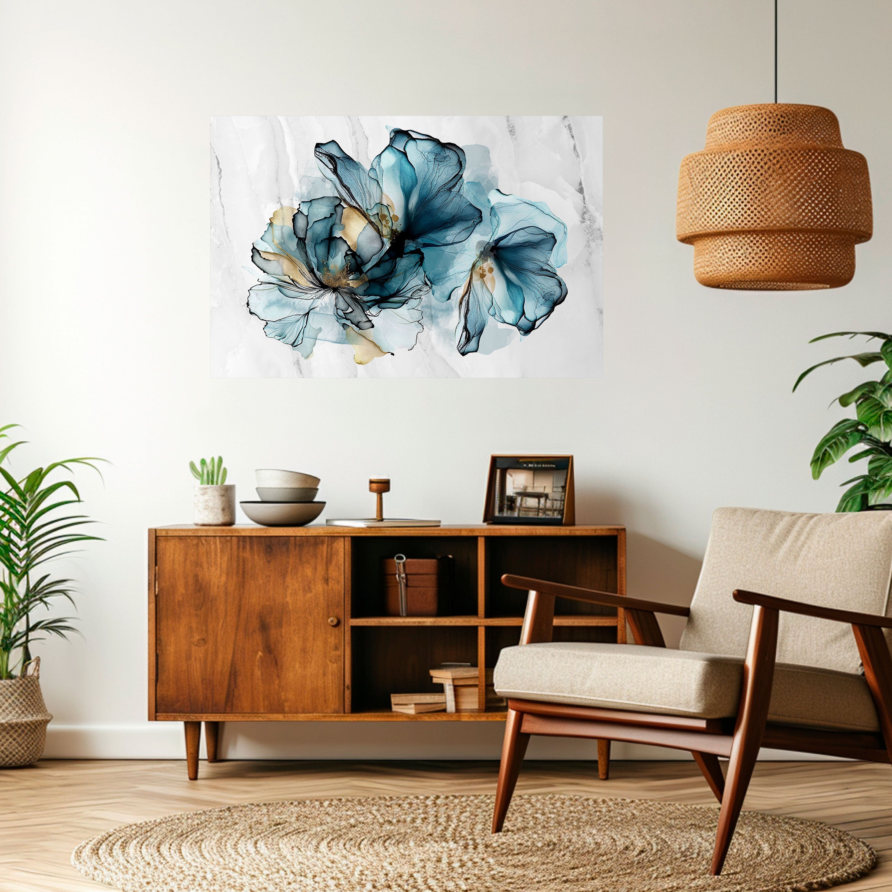 Póster horizontal autoadhesivo elegante de acuarela