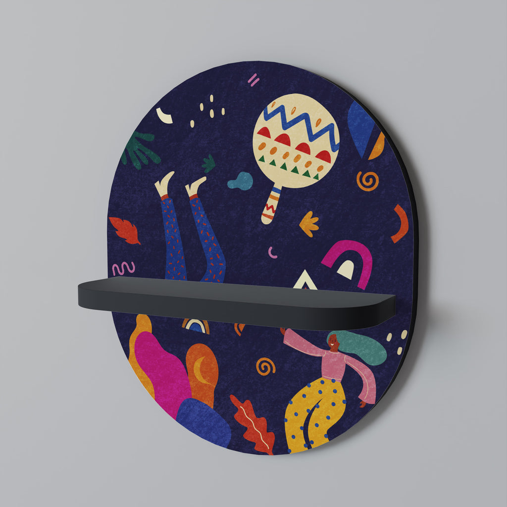 PLACERES FESTIVOS Estantería de arte ovalada en acabado negro