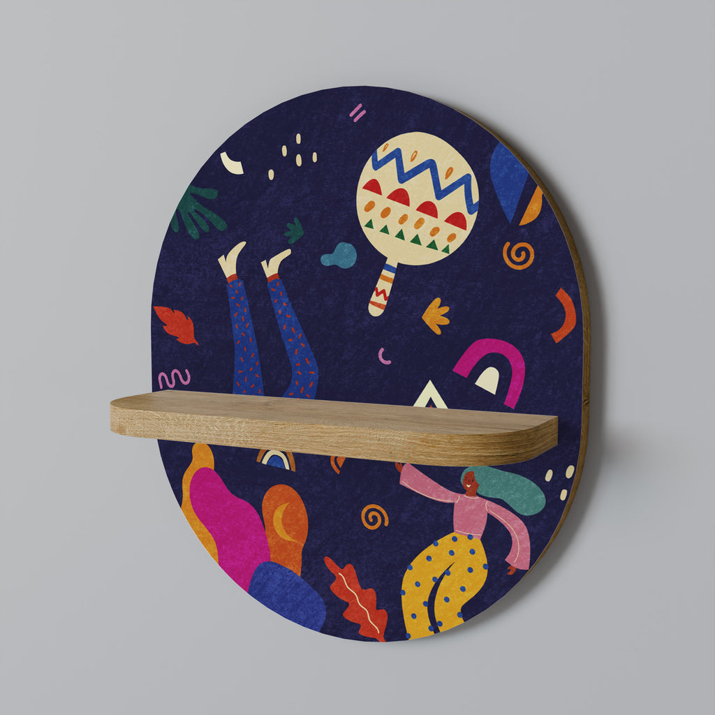 PLACERES FESTIVOS Estantería de arte ovalada con efecto roble