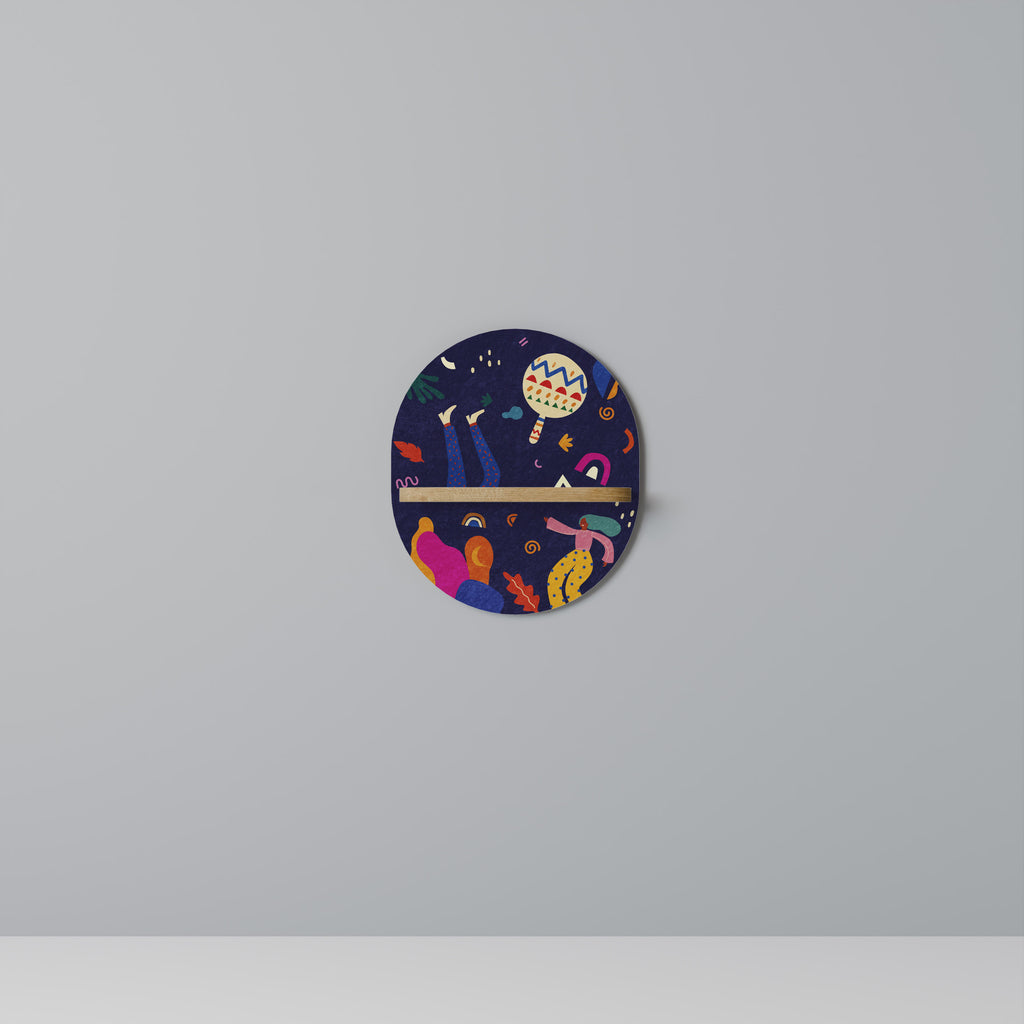 PLACERES FESTIVOS Estantería de arte ovalada con efecto roble