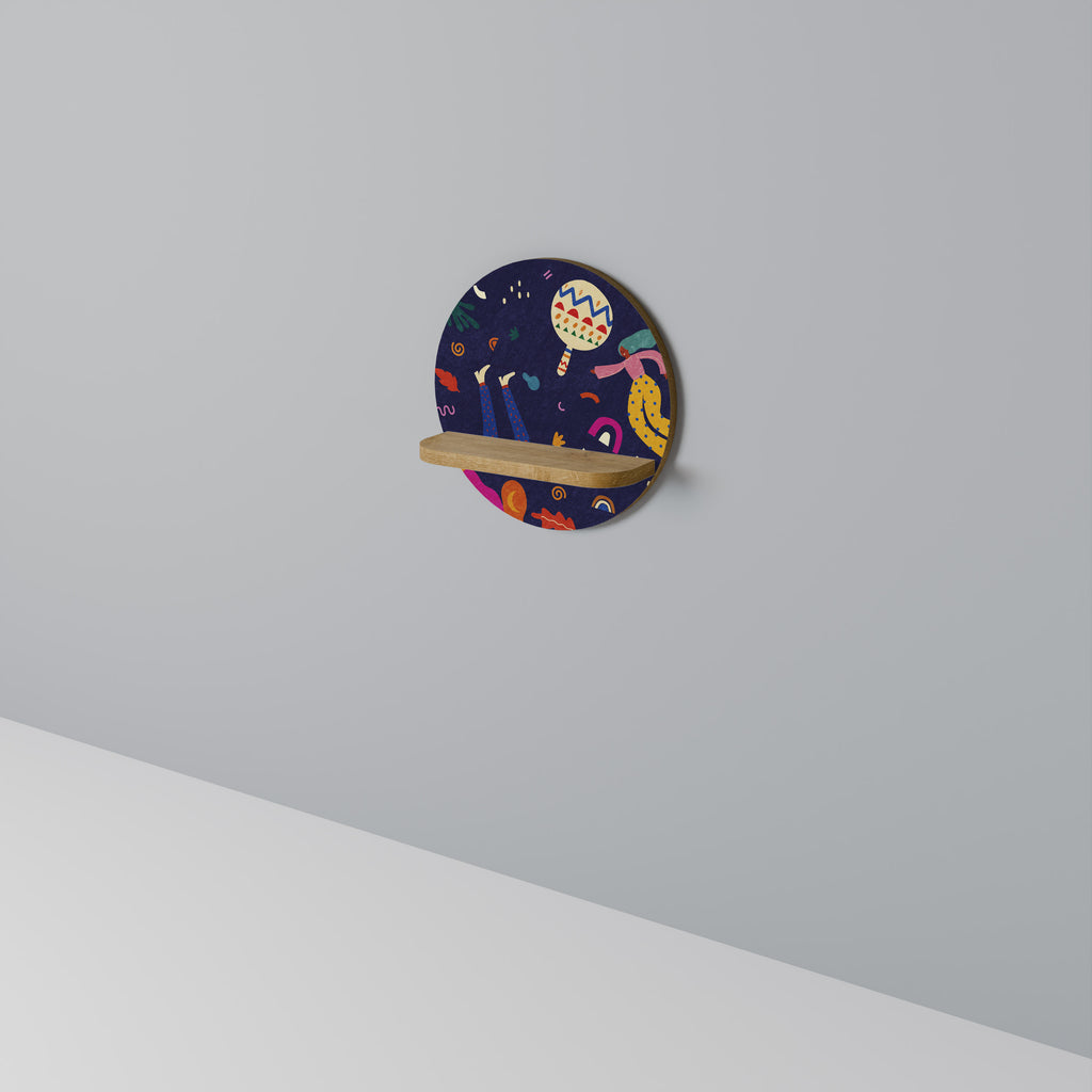 PLACERES FESTIVOS Estantería de arte redonda con efecto roble