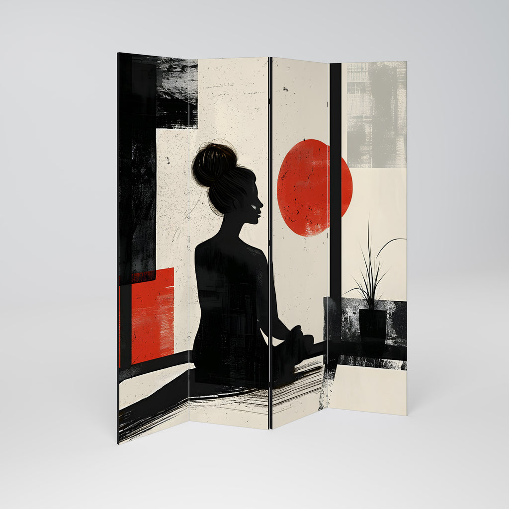 Biombo decorativo de 4 paneles RED SUNSATION