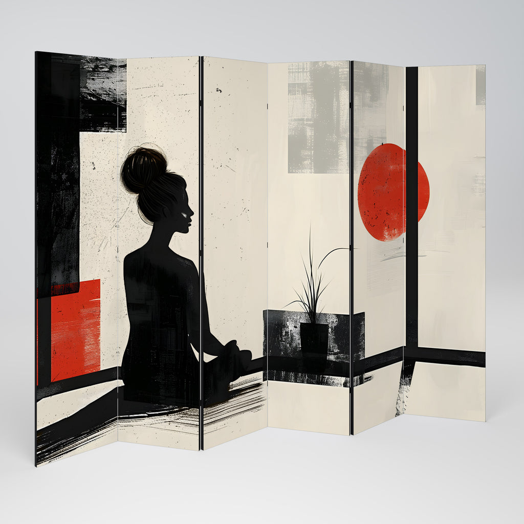 Biombo decorativo de 6 paneles RED SUNSATION