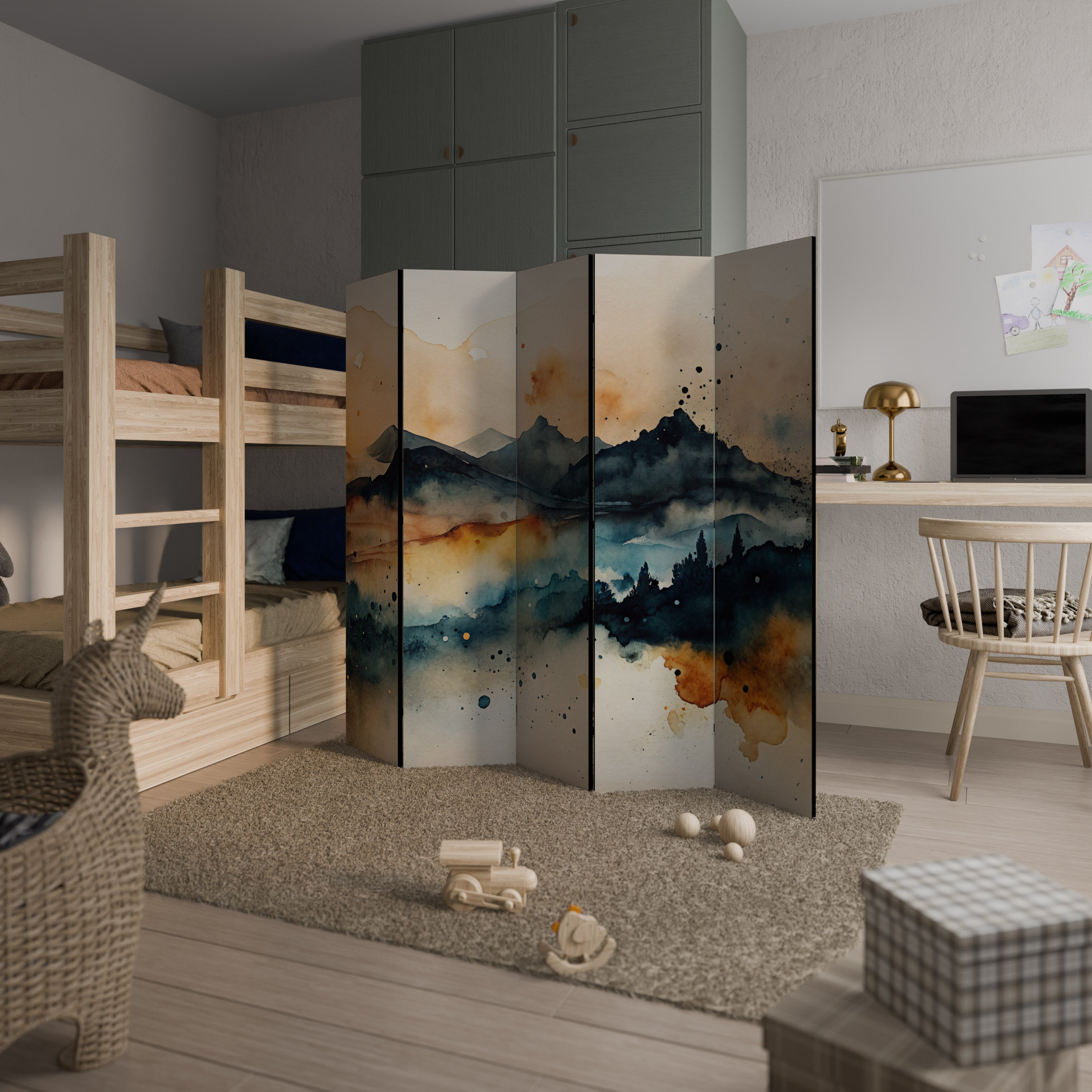 OMINOUS MOUNTAINS 5-Panel Room Divider