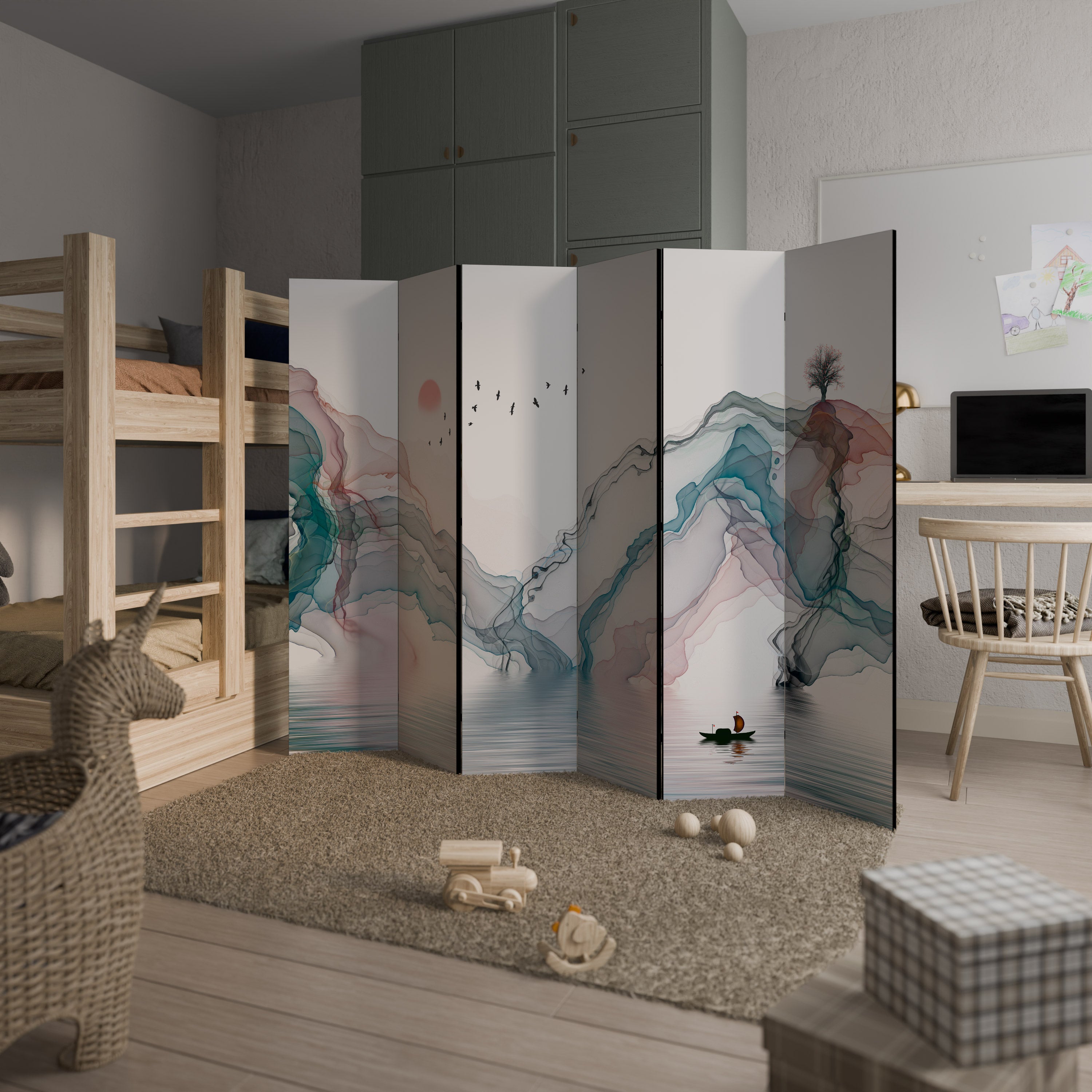 VELVET CROSSING 6-Panel Room Divider