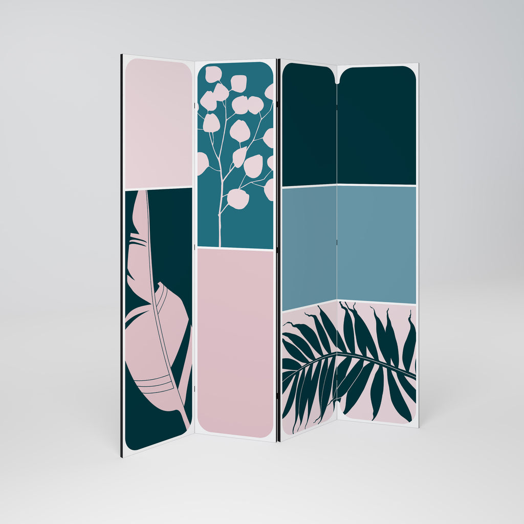 Biombo decorativo de 4 paneles COMBINACIÓN DE FORMAS