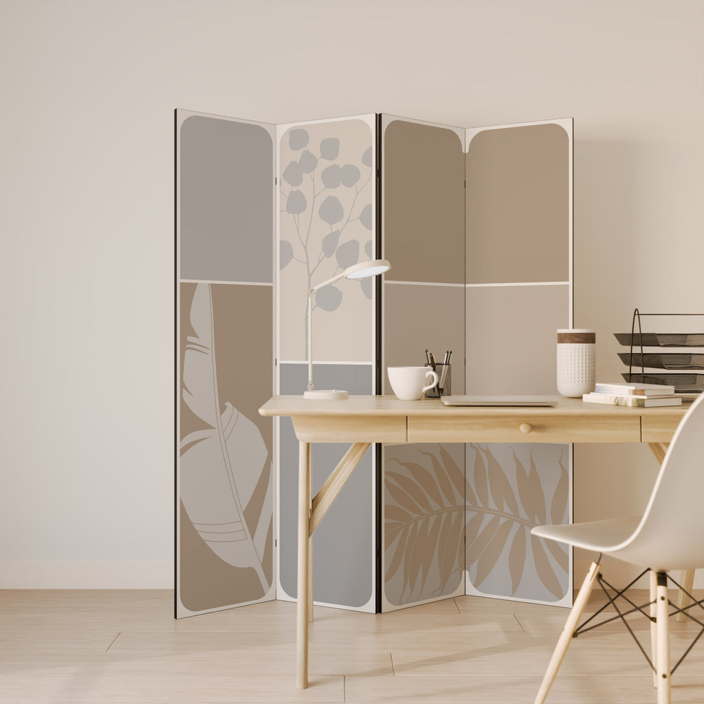 Biombo decorativo de 4 paneles FORMAS TROPICALES