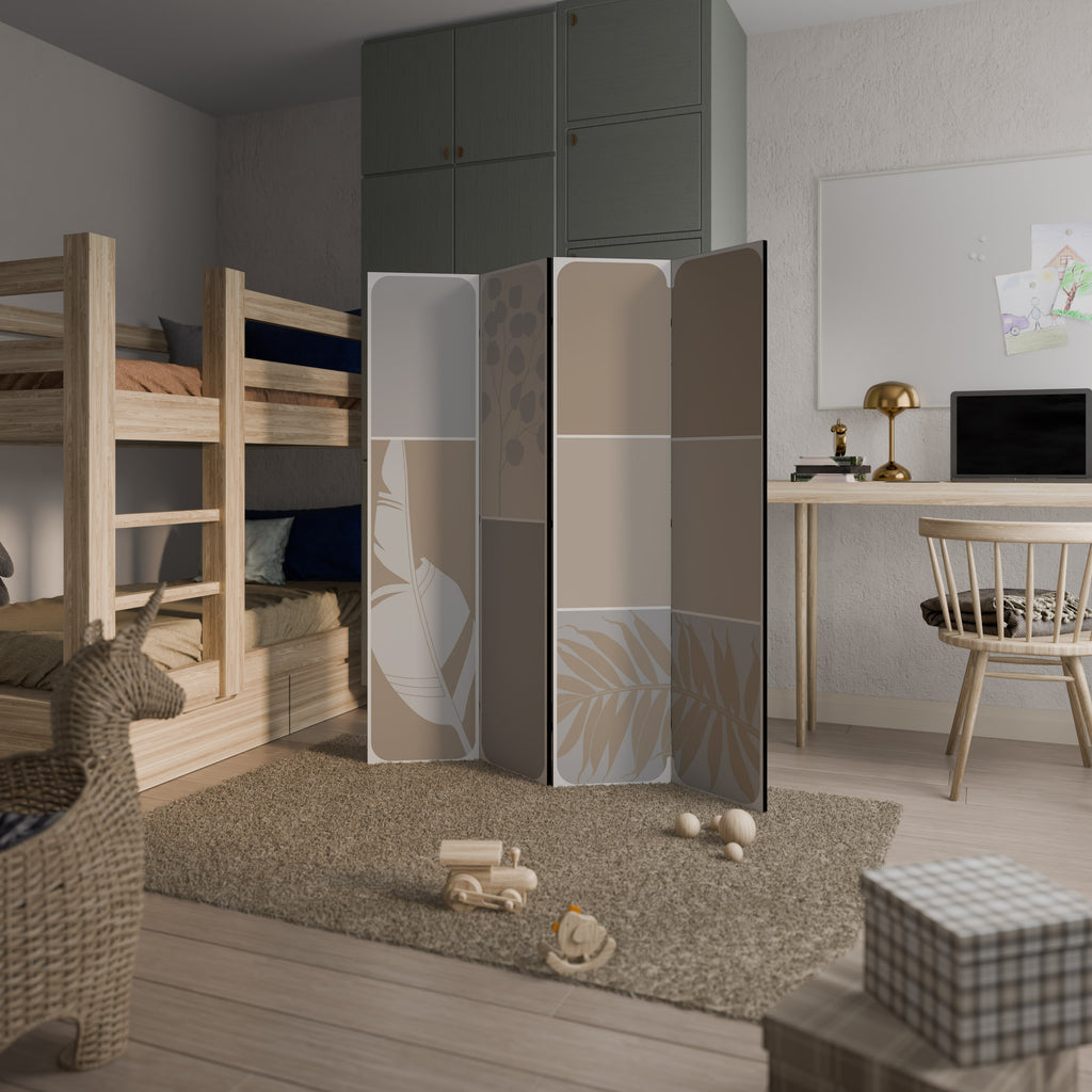 Biombo decorativo de 4 paneles FORMAS TROPICALES