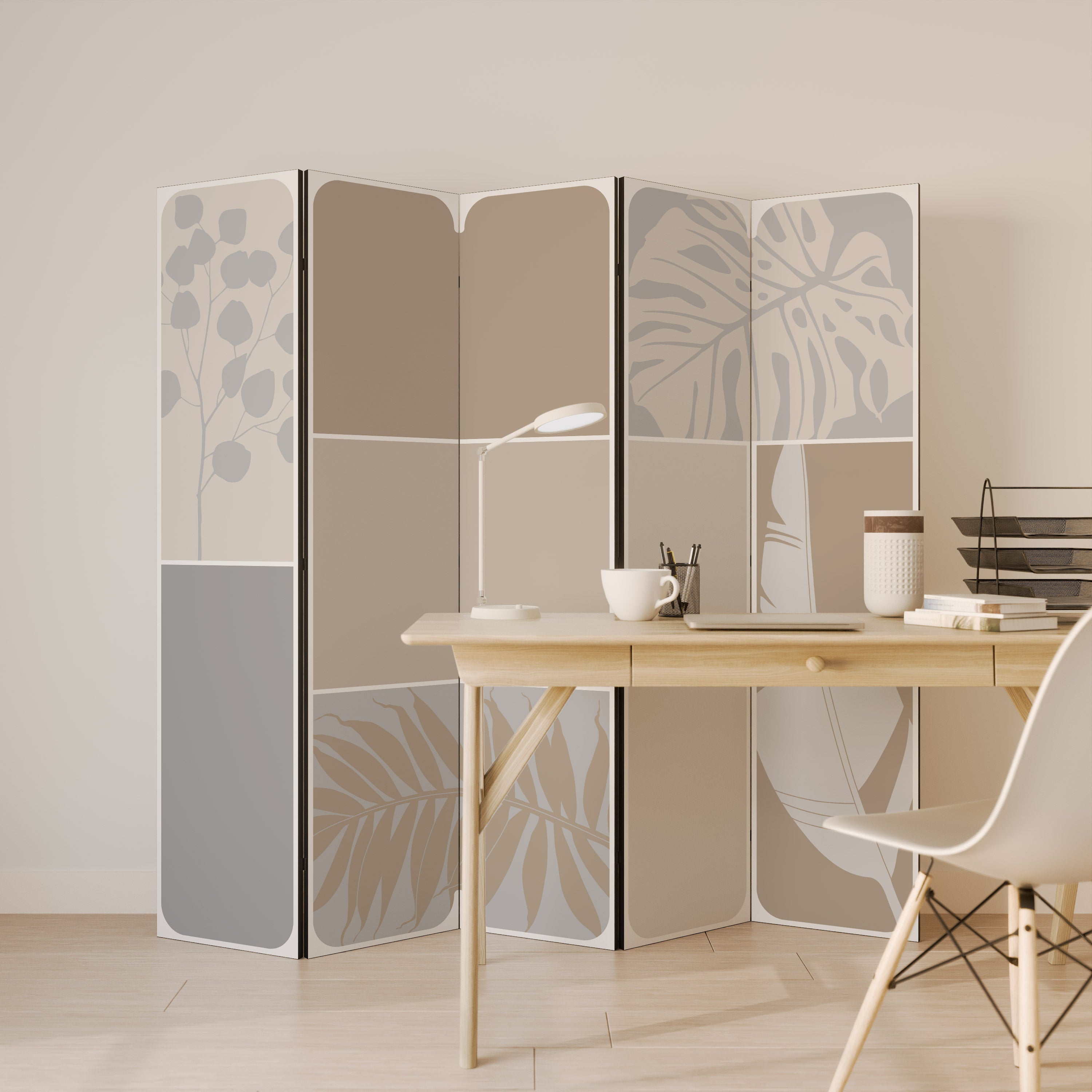 TROPICAL SHAPES Decorative 5-Panel Room Divider