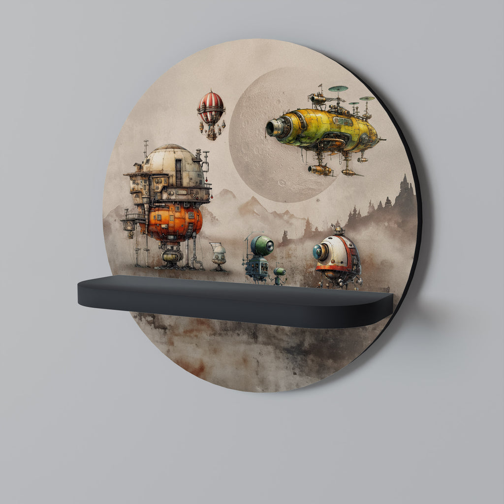 MACHINARIUM MACHINES Estantería de arte redonda con acabado negro