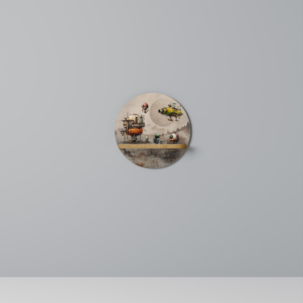 MACHINARIUM MACHINES Estantería de arte redonda con efecto roble