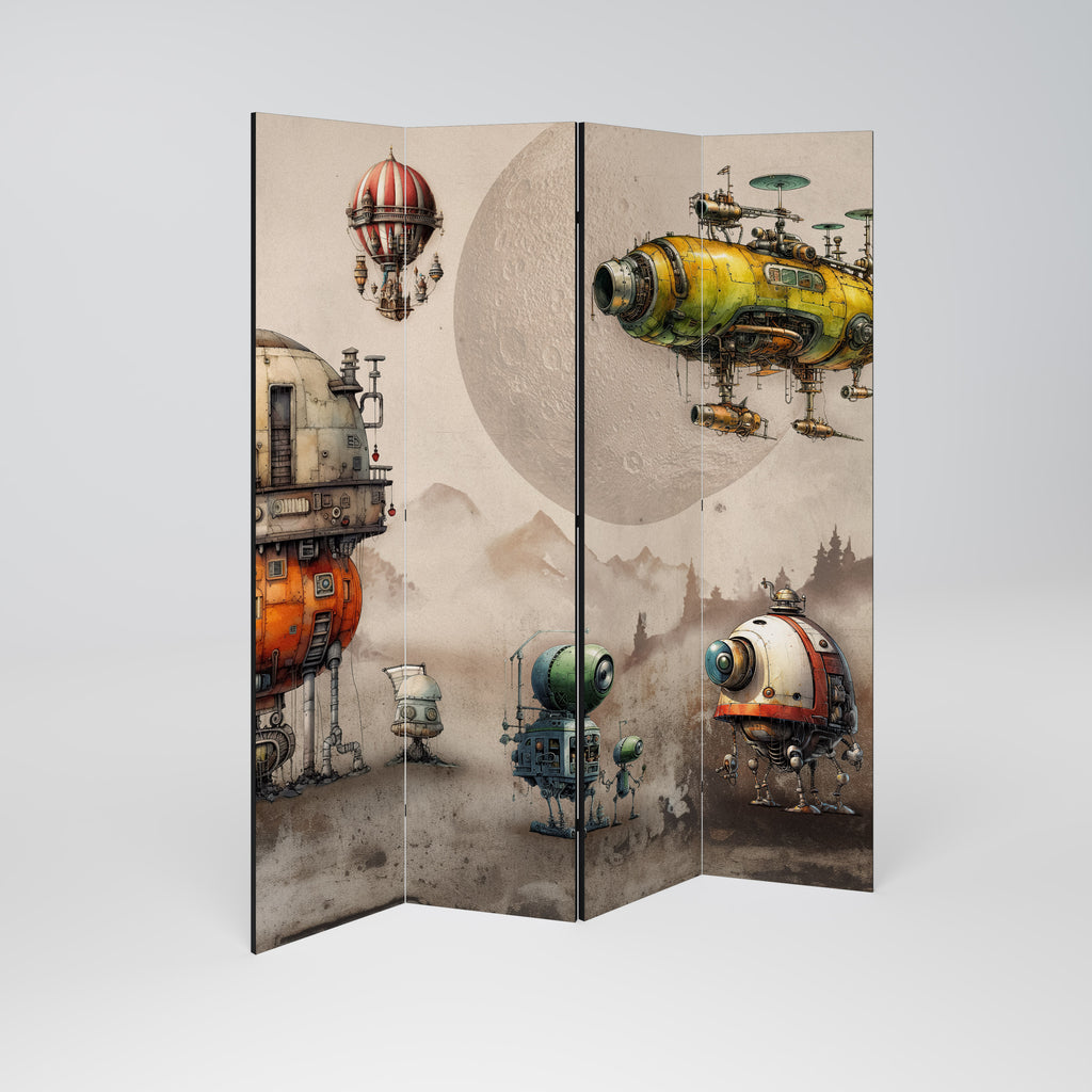 Biombo decorativo de 4 paneles MACHINARIUM MACHINES