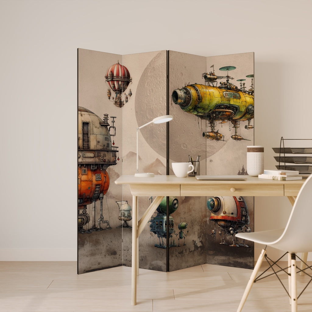 Biombo decorativo de 4 paneles MACHINARIUM MACHINES