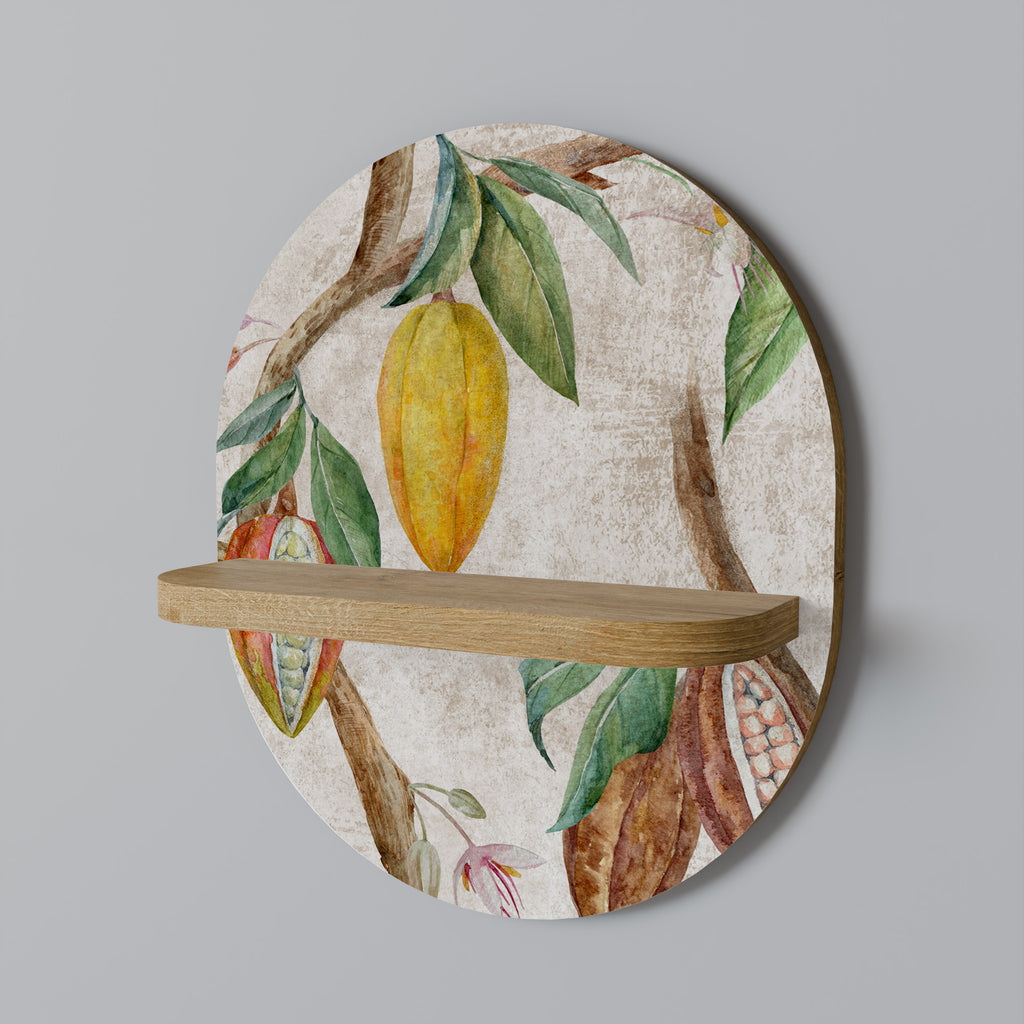 Estantería de arte ovalada COCOA FRUITS con efecto roble
