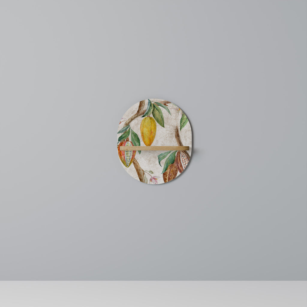 Estantería de arte ovalada COCOA FRUITS con efecto roble