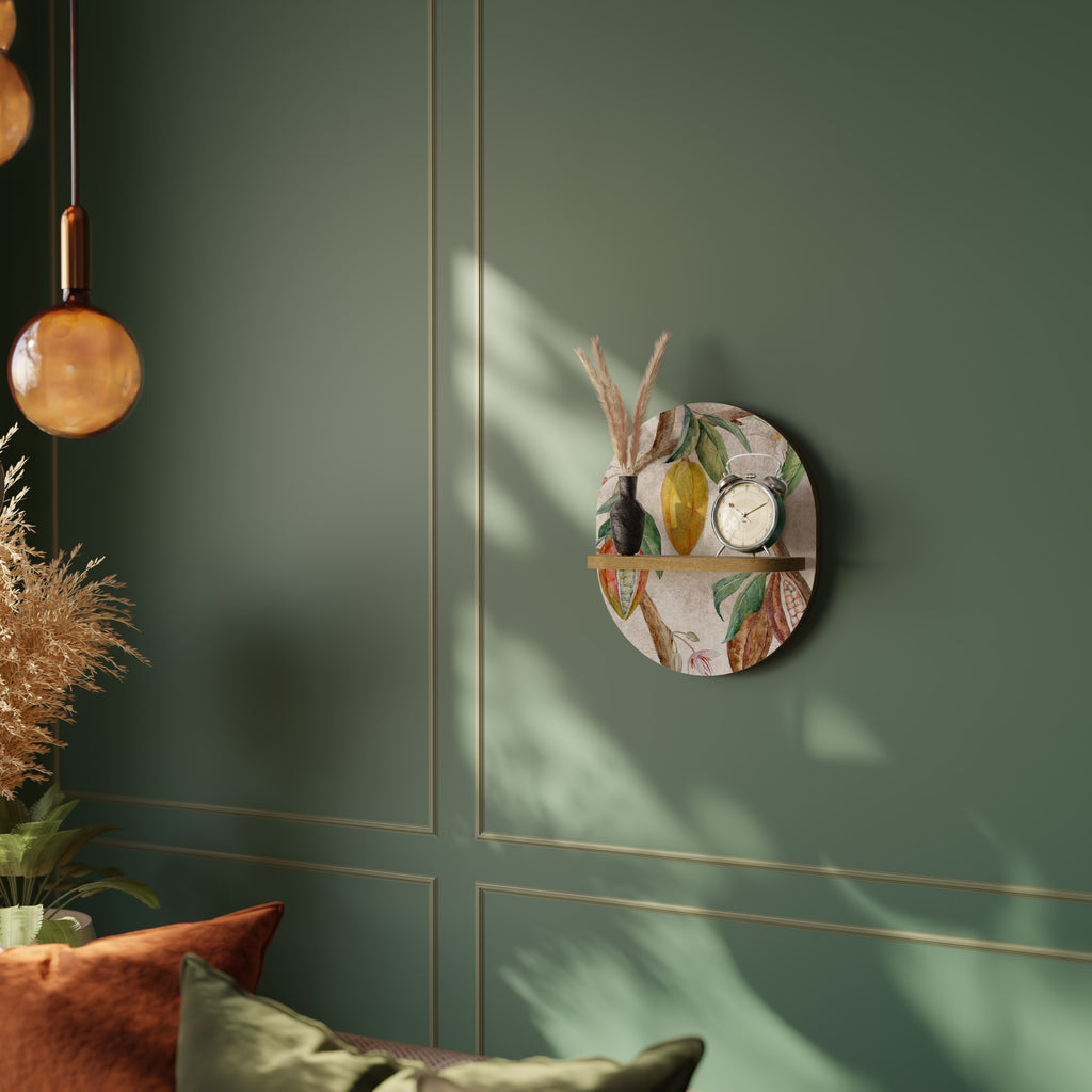 Estantería de arte ovalada COCOA FRUITS con efecto roble