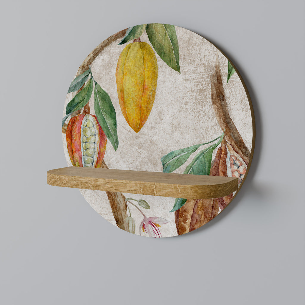 Estantería artística redonda COCOA FRUITS con efecto roble