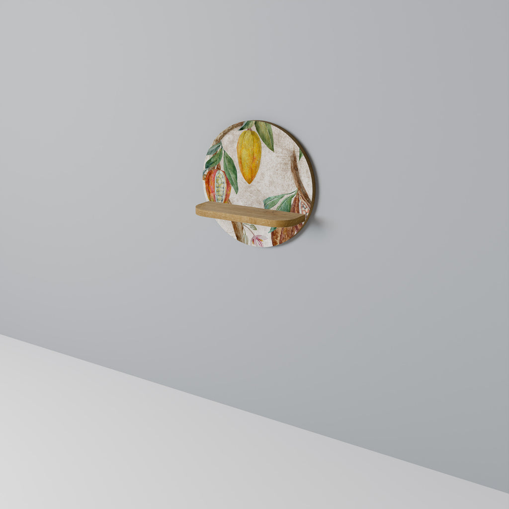 Estantería artística redonda COCOA FRUITS con efecto roble