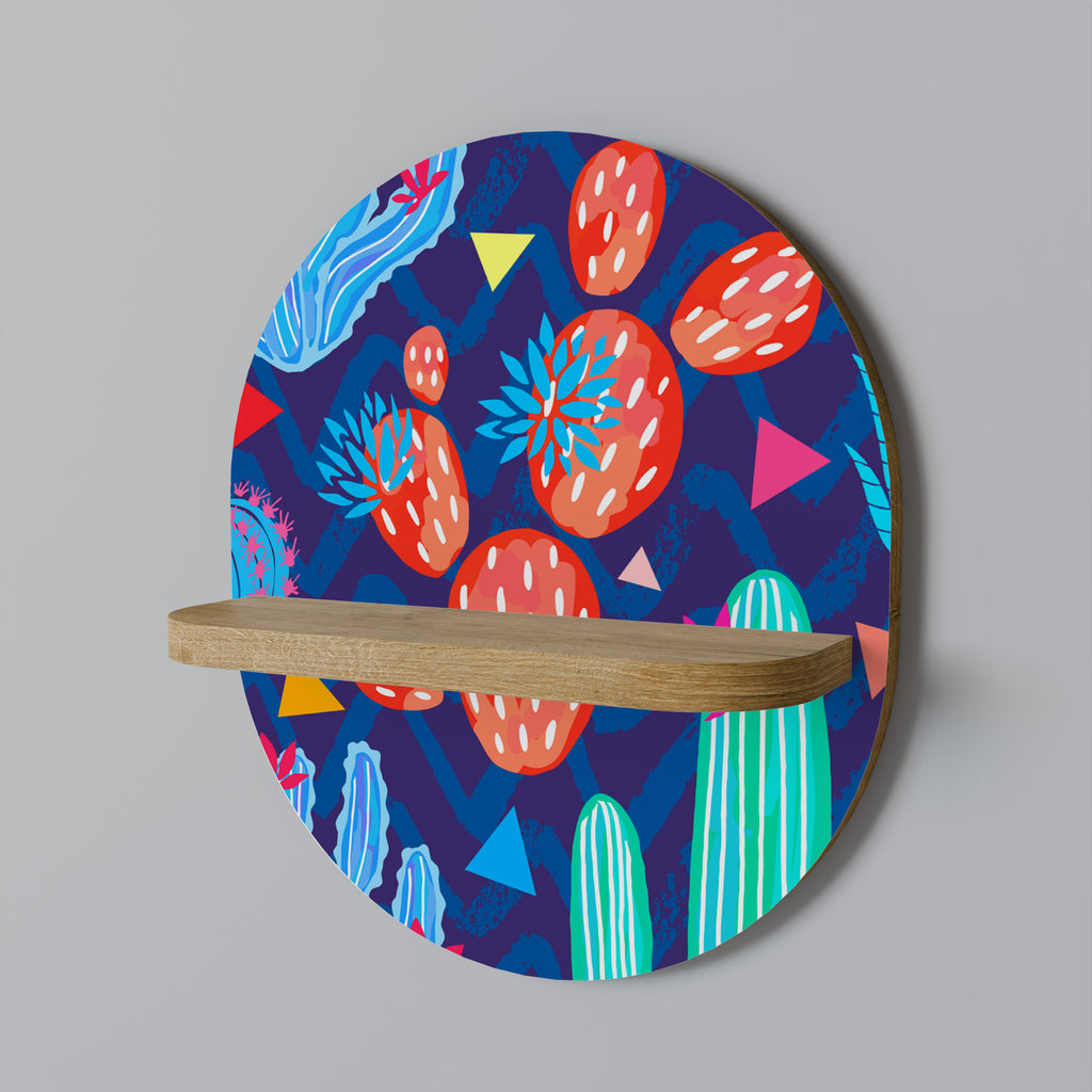 Estantería de arte ovalada CACTUS VIBES con efecto roble