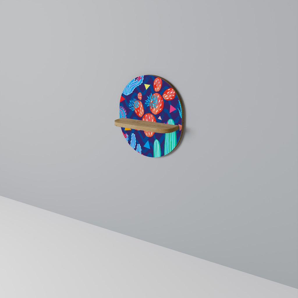 Estantería de arte ovalada CACTUS VIBES con efecto roble