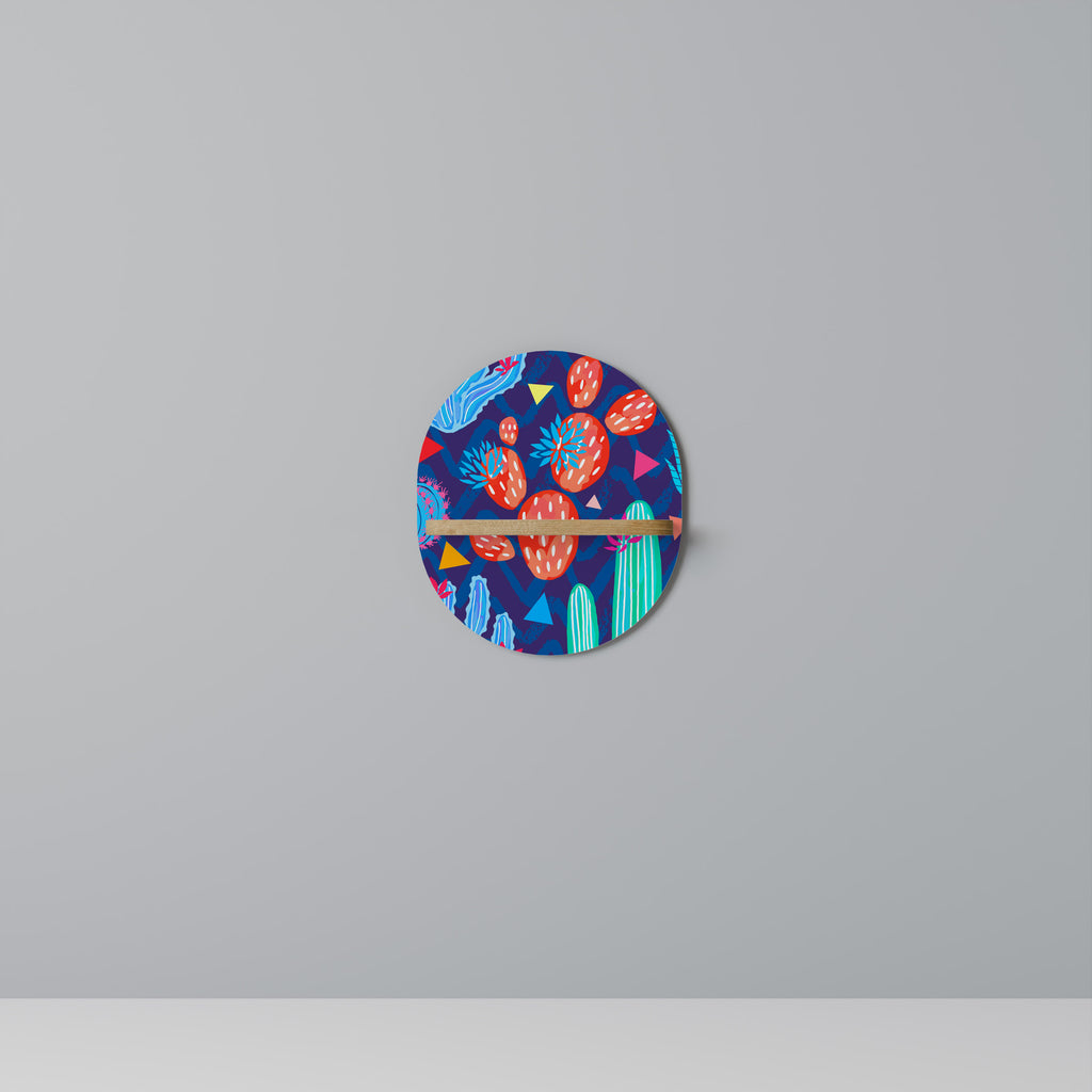 Estantería de arte ovalada CACTUS VIBES con efecto roble