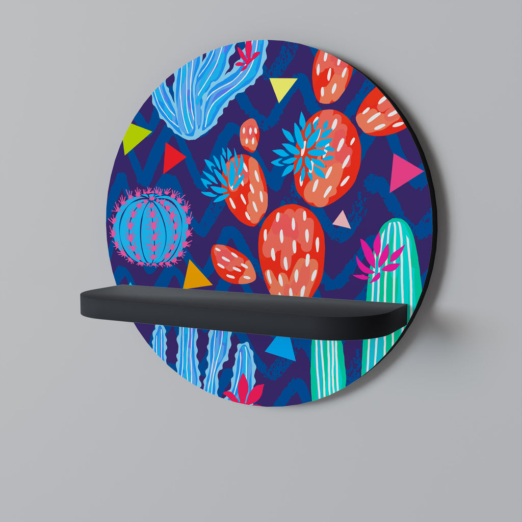 Estantería artística redonda CACTUS VIBES con acabado negro