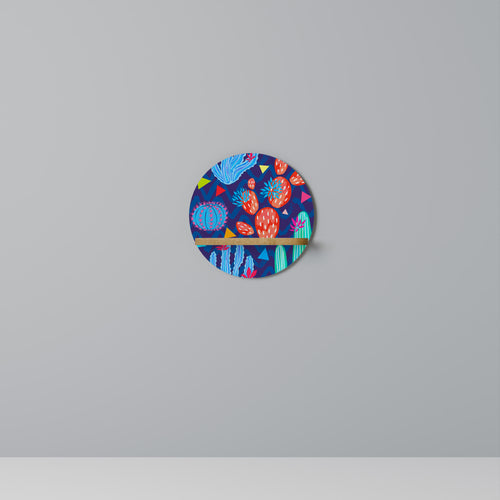 CACTUS VIBES Round Art Shelf In Oak Effect