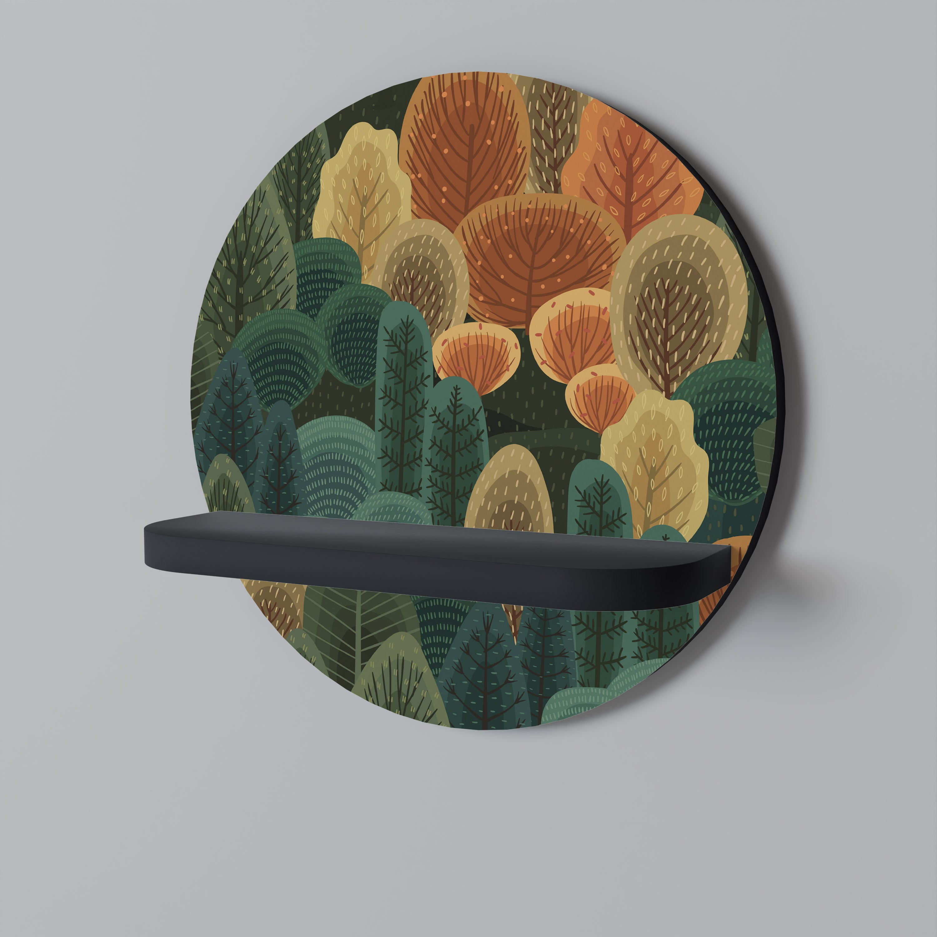 Estantería de arte redonda AUTUMN KALEIDOSCOPE con acabado negro
