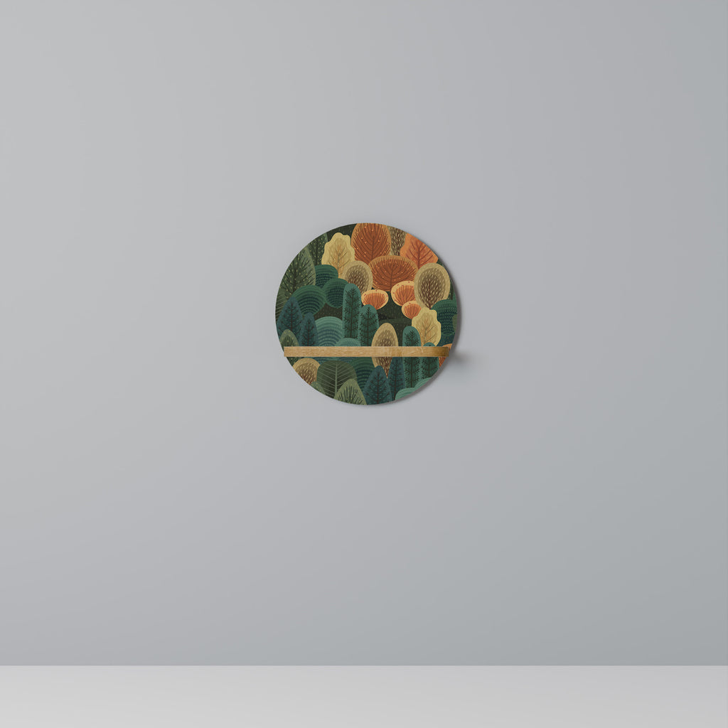 Estantería de arte redonda AUTUMN KALEIDOSCOPE con efecto roble