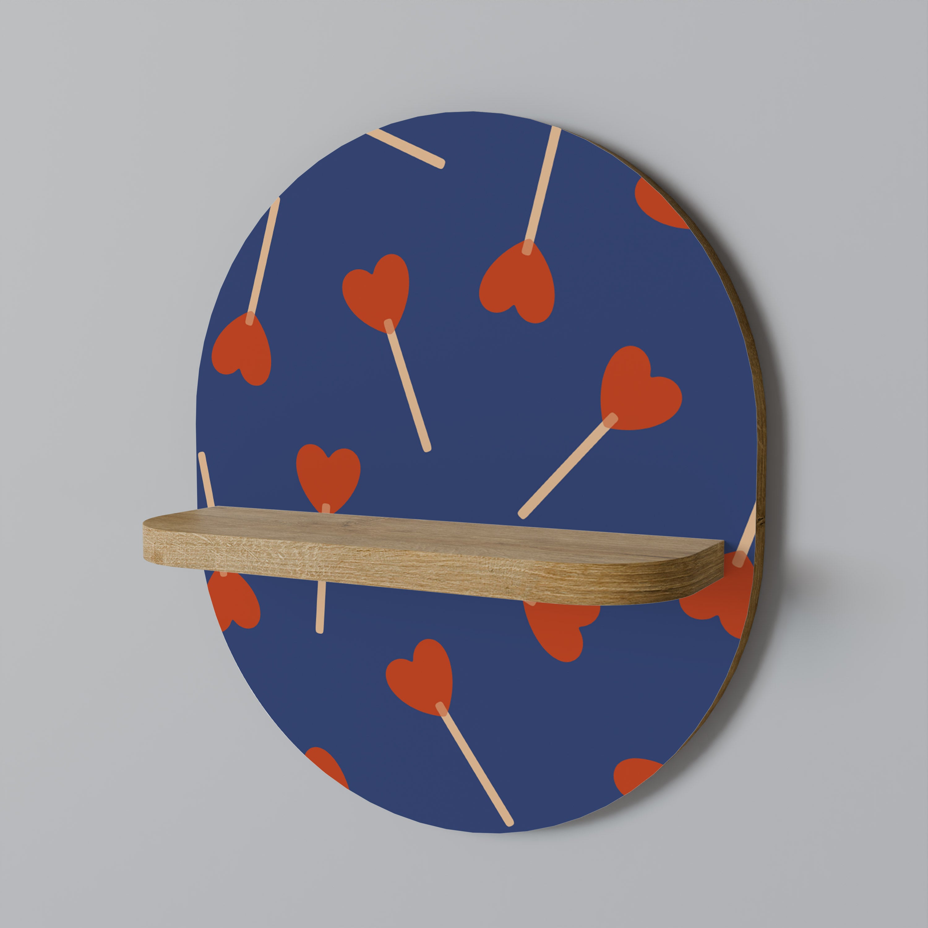 SWEET LOVE Oval Art Shelf In Oak Effect