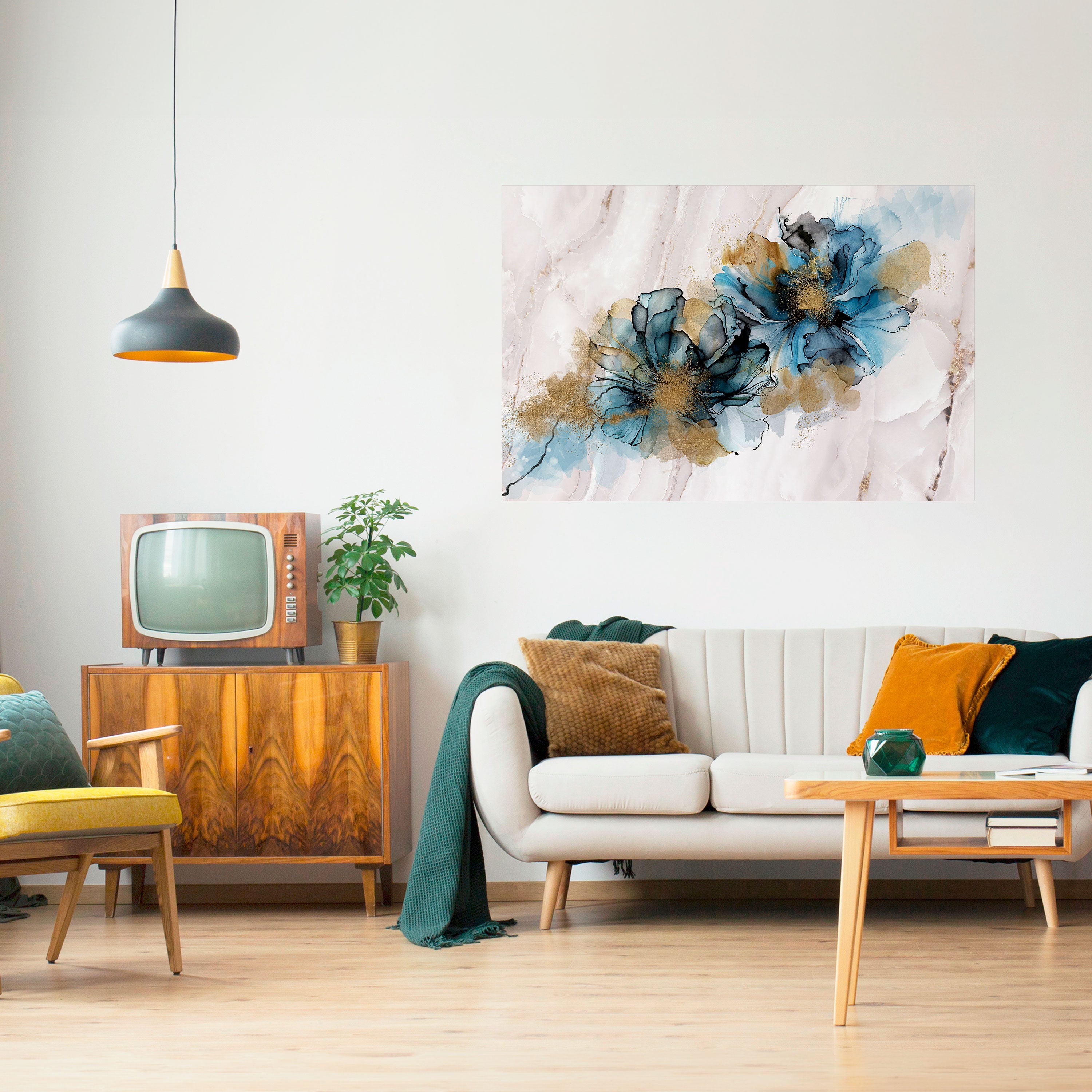 Póster horizontal autoadhesivo con diseño de salpicaduras de elegancia