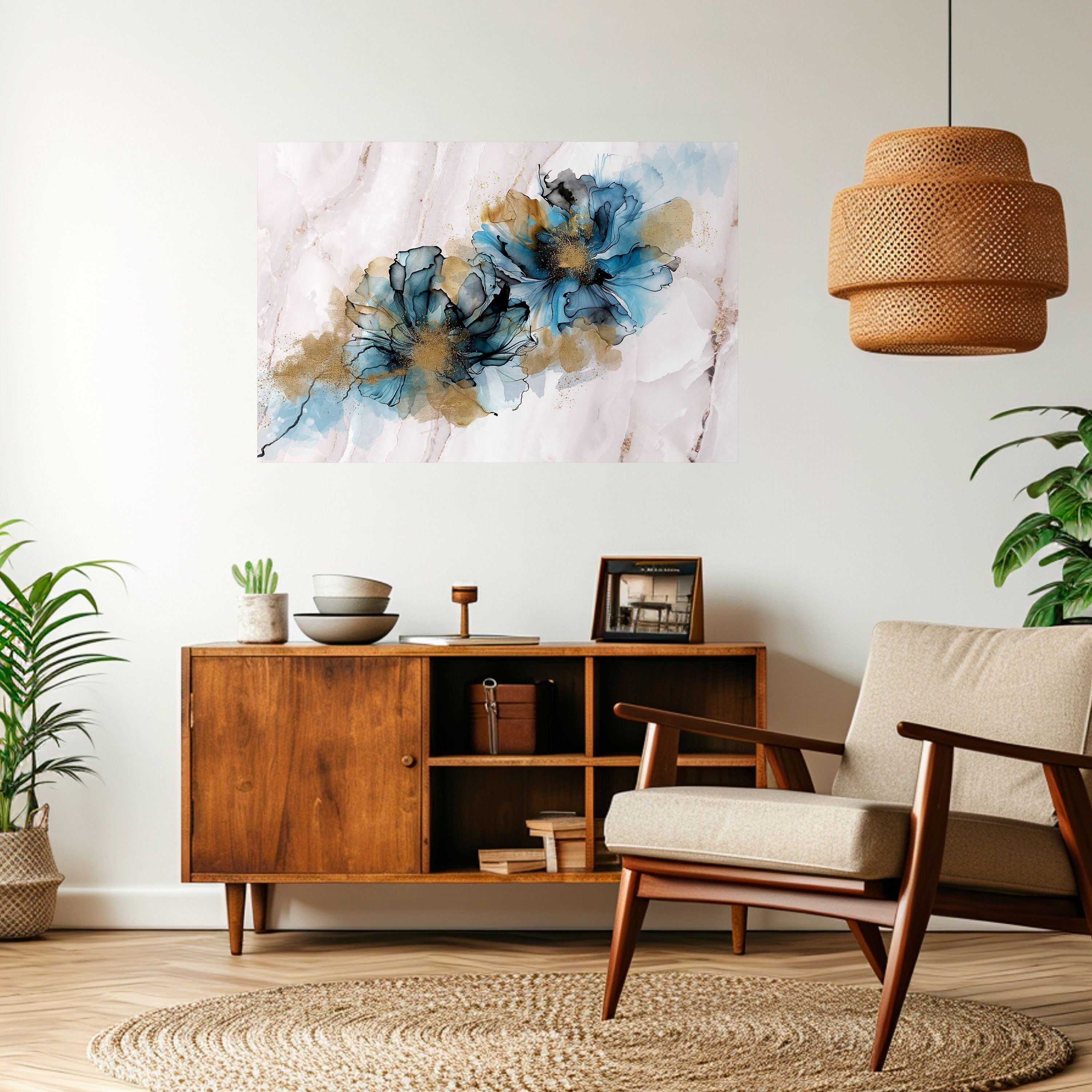 Póster horizontal autoadhesivo con diseño de salpicaduras de elegancia