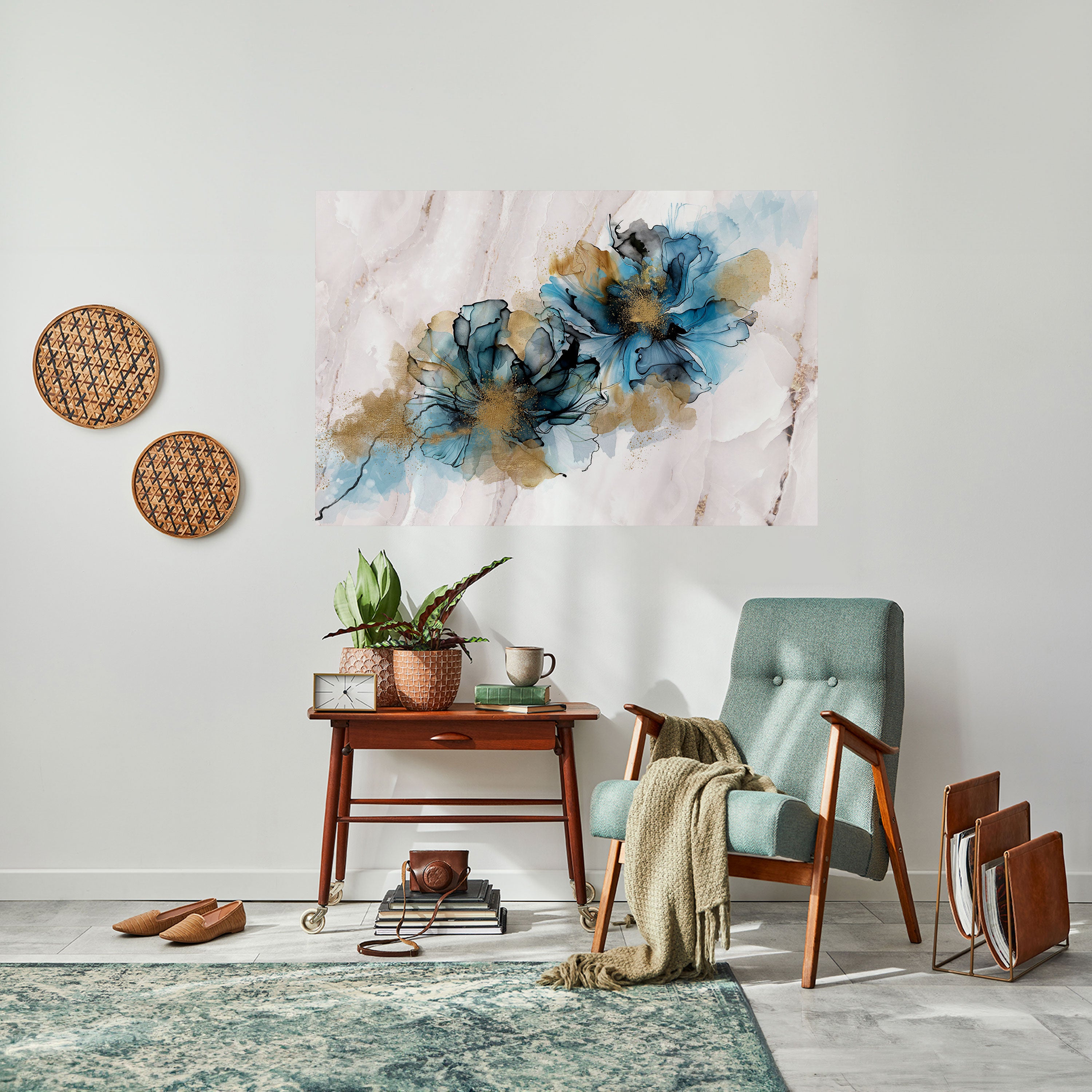 Póster horizontal autoadhesivo con diseño de salpicaduras de elegancia