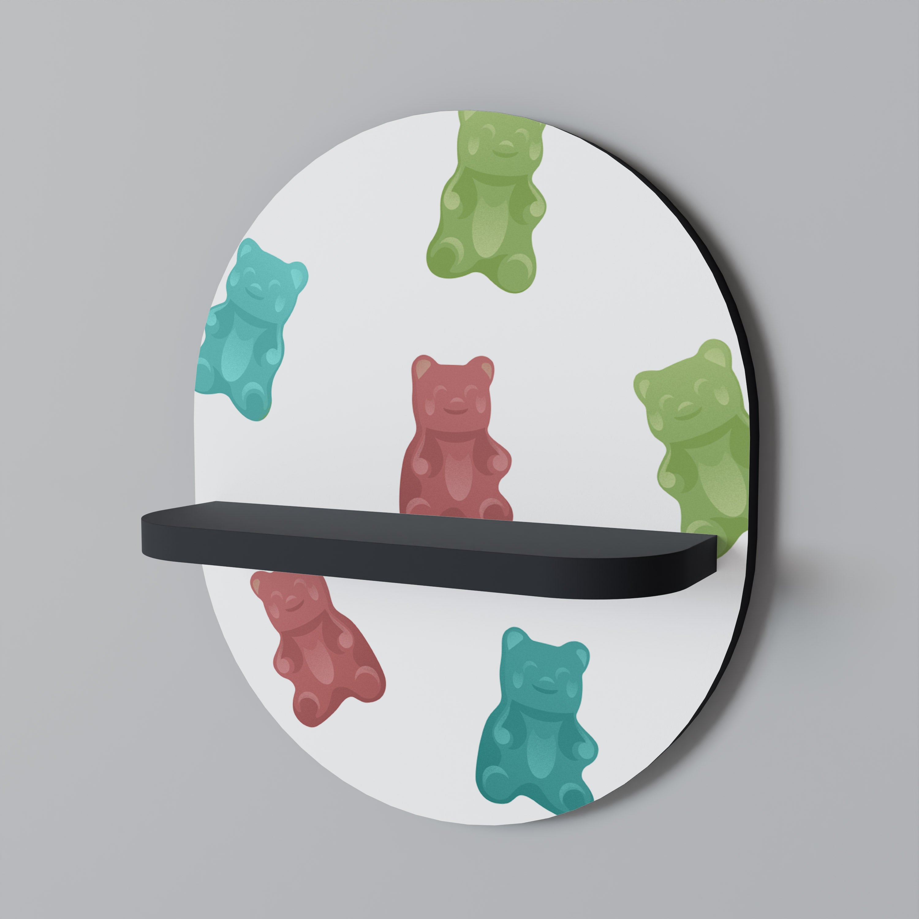 Estantería de arte ovalada GUMMY BEARS con acabado negro