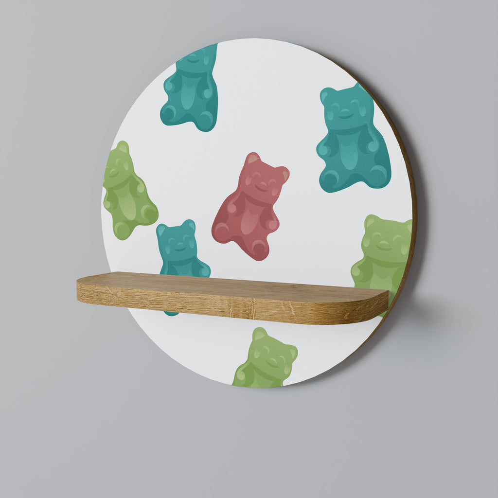 Estantería artística redonda GUMMY BEARS con efecto roble