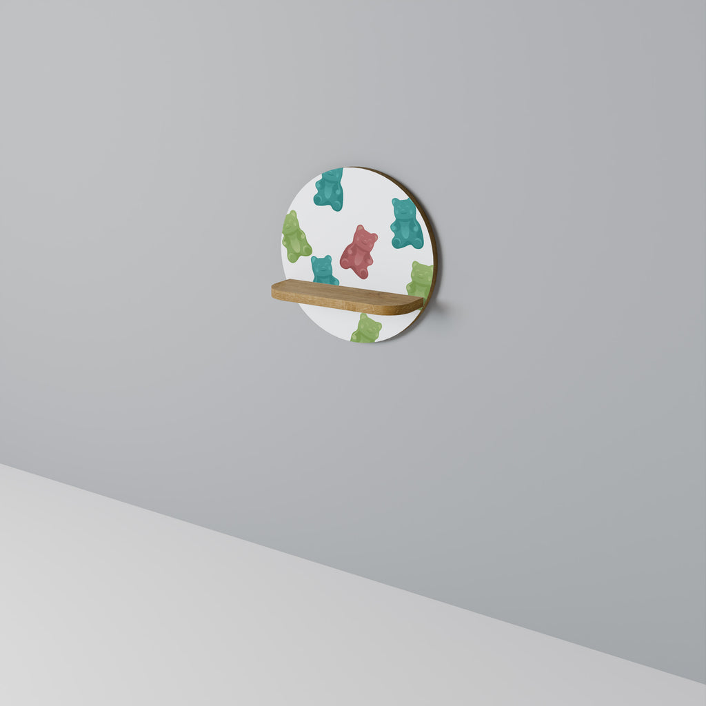 Estantería artística redonda GUMMY BEARS con efecto roble