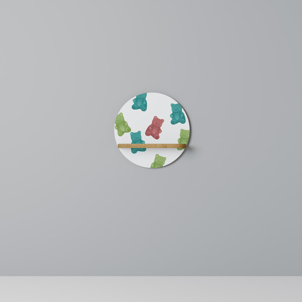 Estantería artística redonda GUMMY BEARS con efecto roble