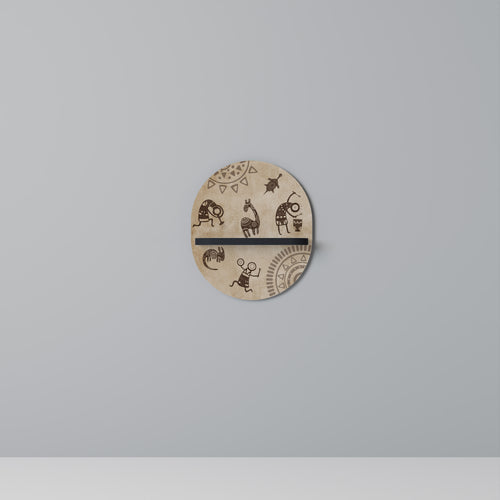 AFRICAN STYLE Oval Art Shelf In Black Finish