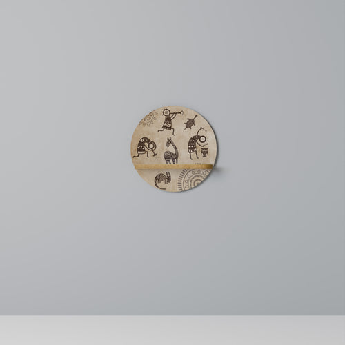 AFRICAN STYLE Estante Redondo Decorativo en Efecto Roble