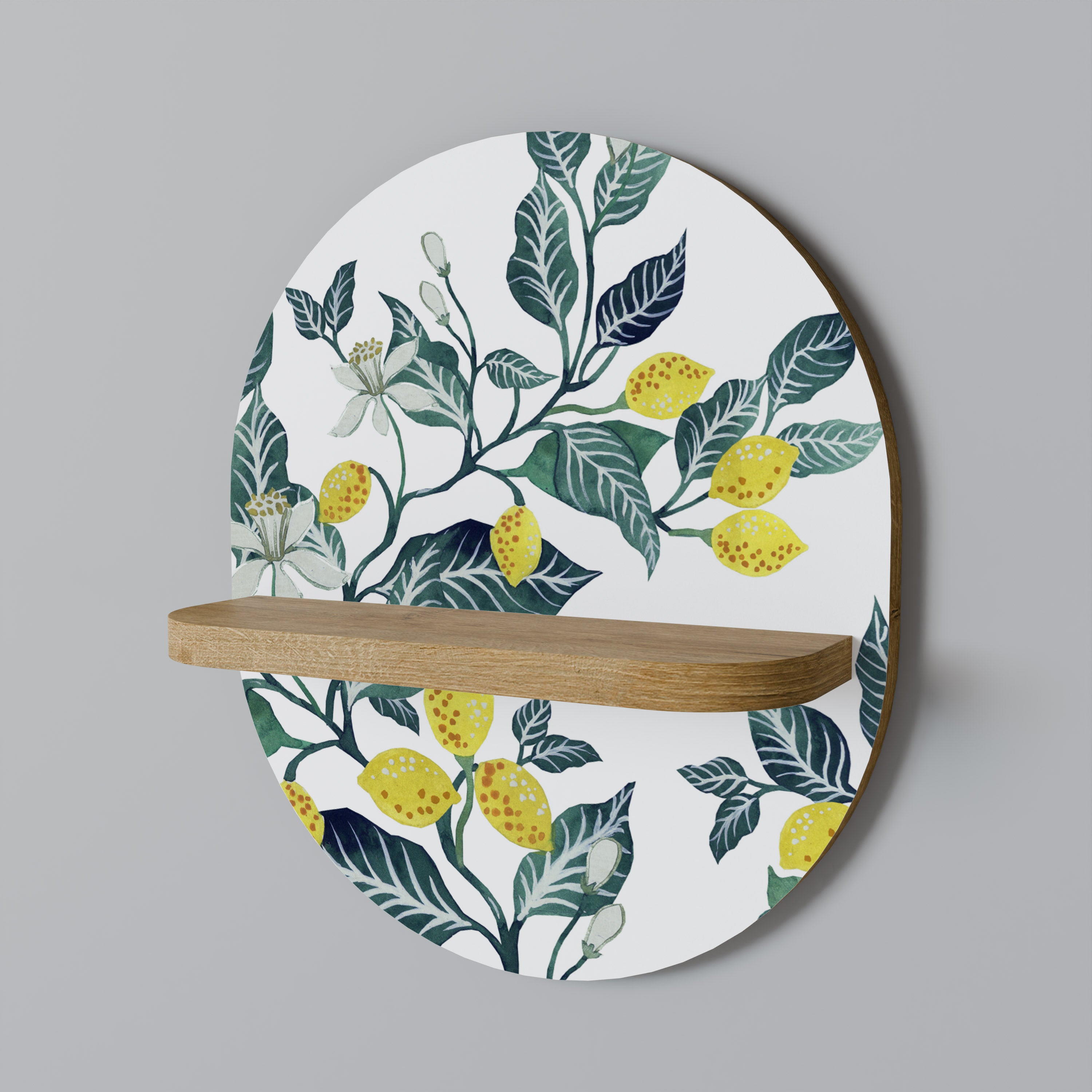 LEMON TREE Oval Art Shelf In Oak Effect