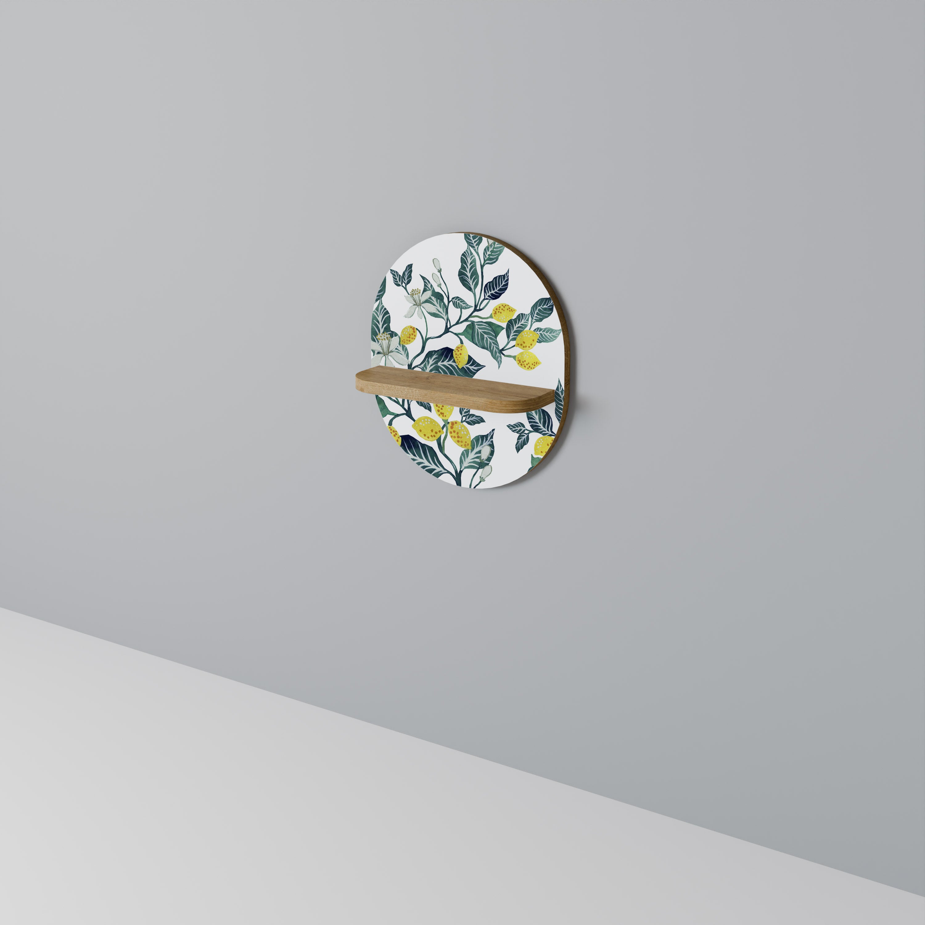 LEMON TREE Oval Art Shelf In Oak Effect