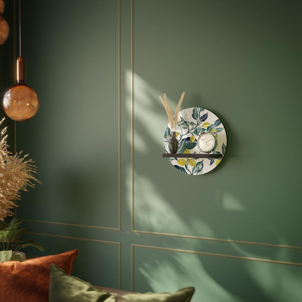 LEMON TREE Round Art Shelf In Black Finish