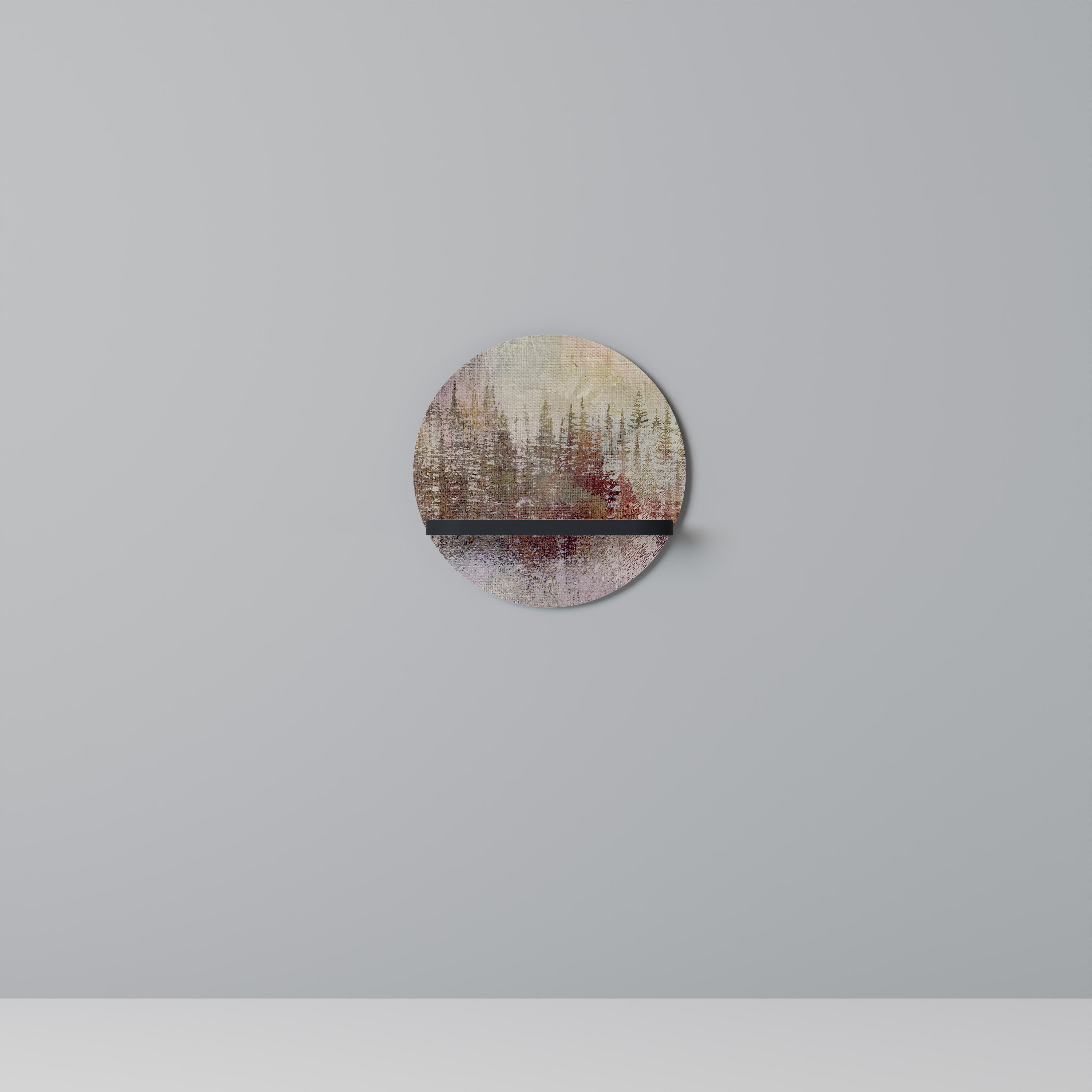 VEILED SUMMIT Round Art Shelf In Black Finish
