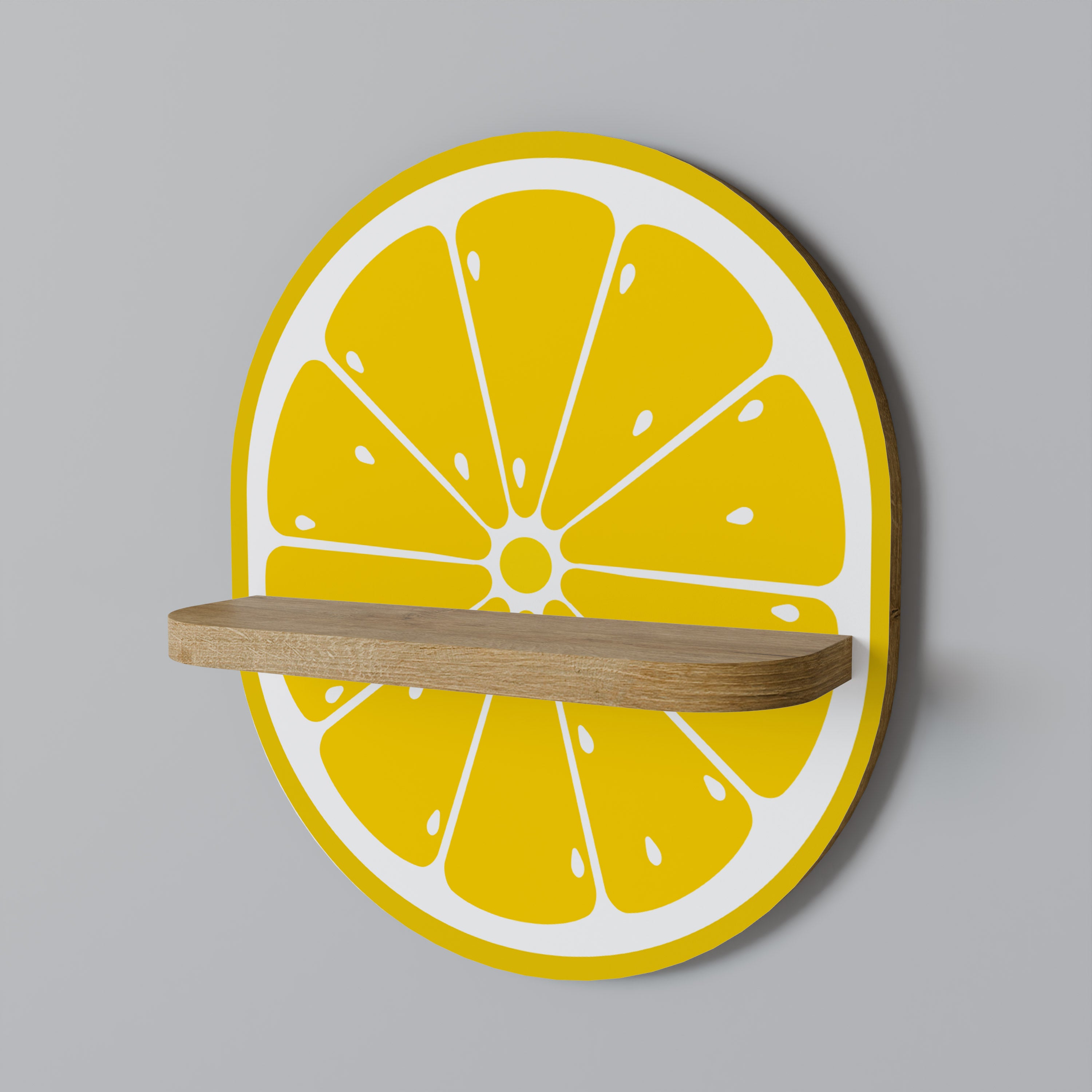 STRENGTHENING LEMON Oval Art Shelf In Oak Effect