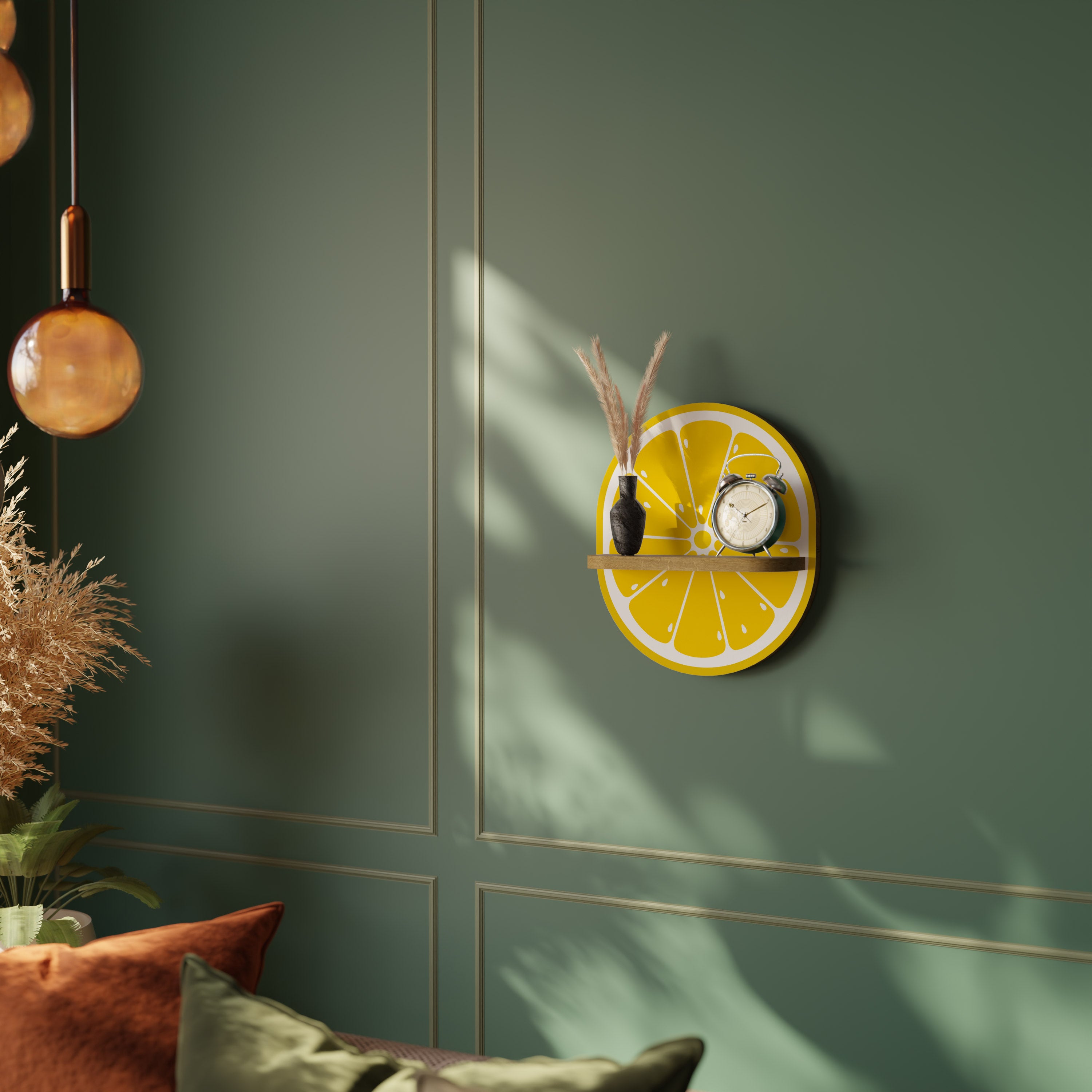 STRENGTHENING LEMON Oval Art Shelf In Oak Effect
