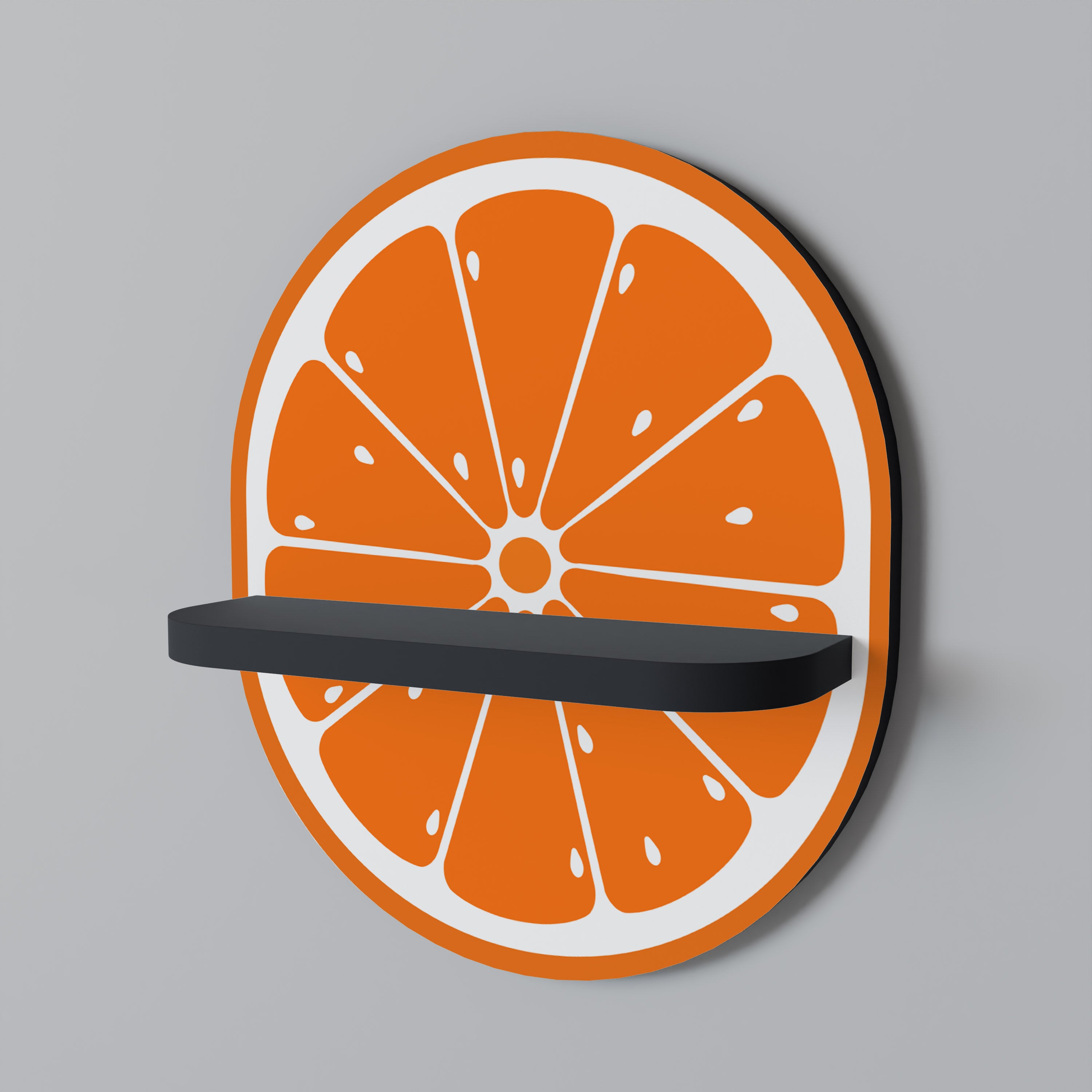 Estantería de arte ovalada JUICY ORANGE con acabado negro