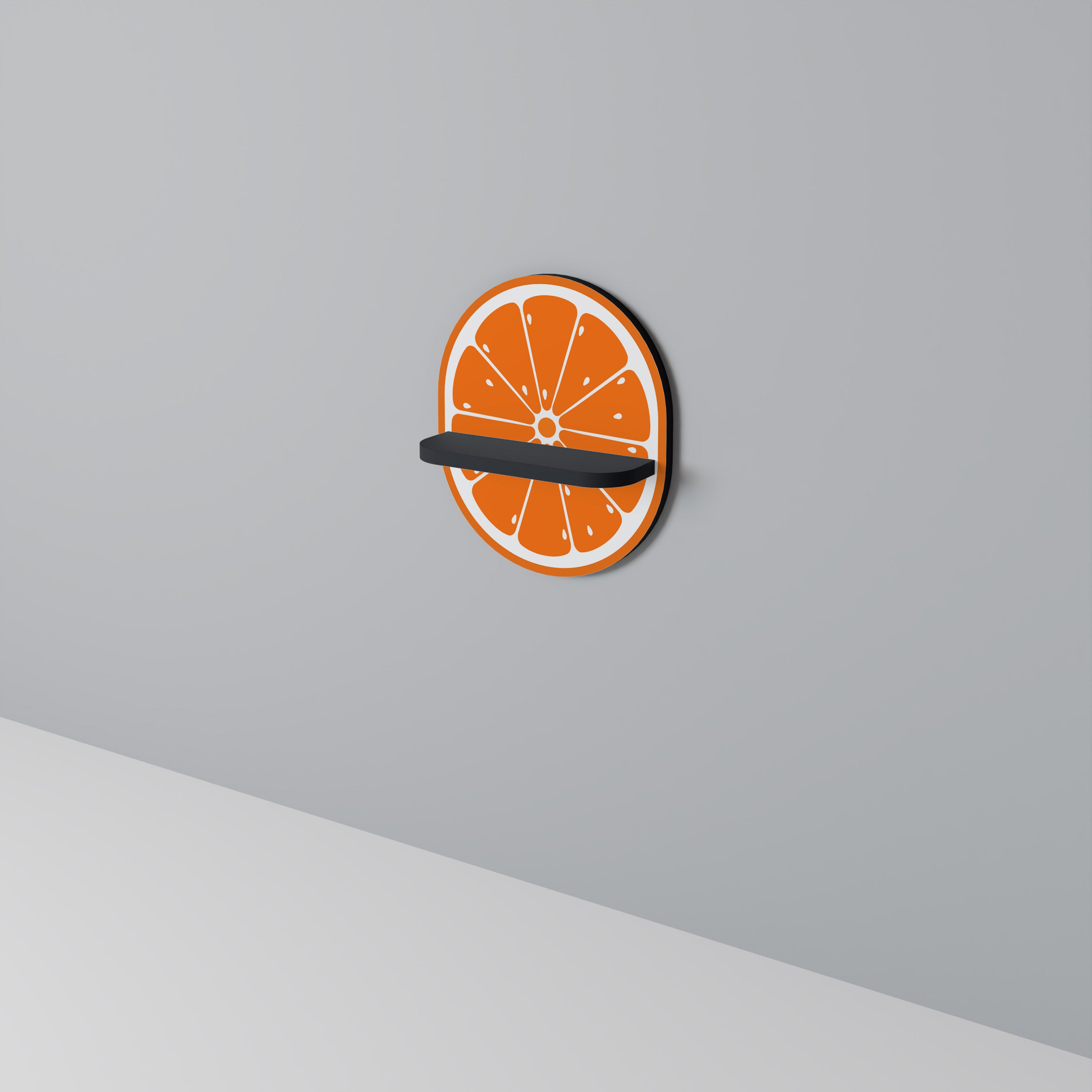 Estantería de arte ovalada JUICY ORANGE con acabado negro