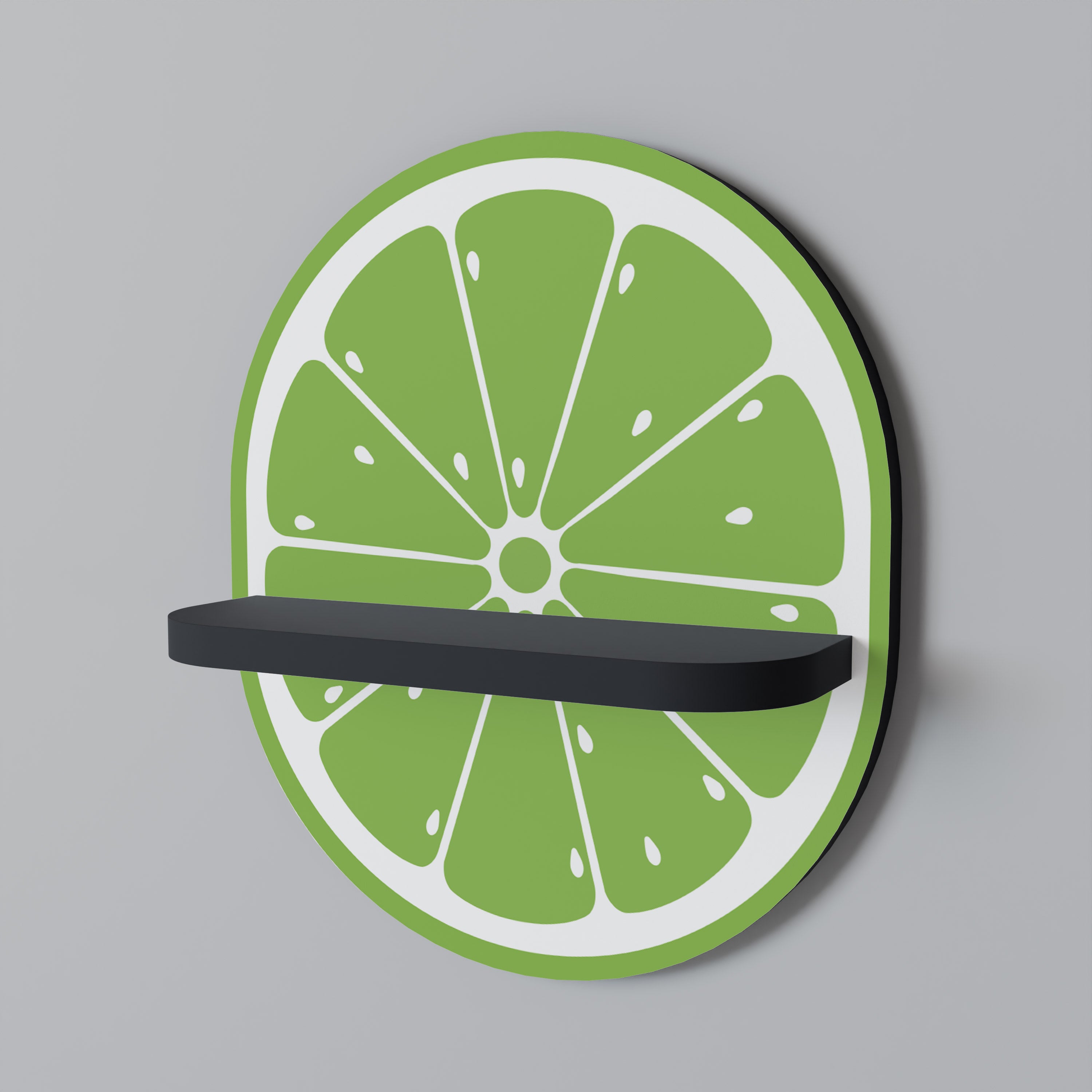 Estantería de arte ovalada REFRESHING LIME con acabado negro
