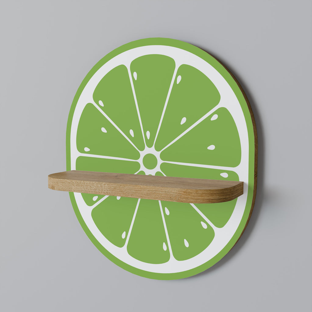 REFRESHING LIME Oval Art Shelf In Oak Effect